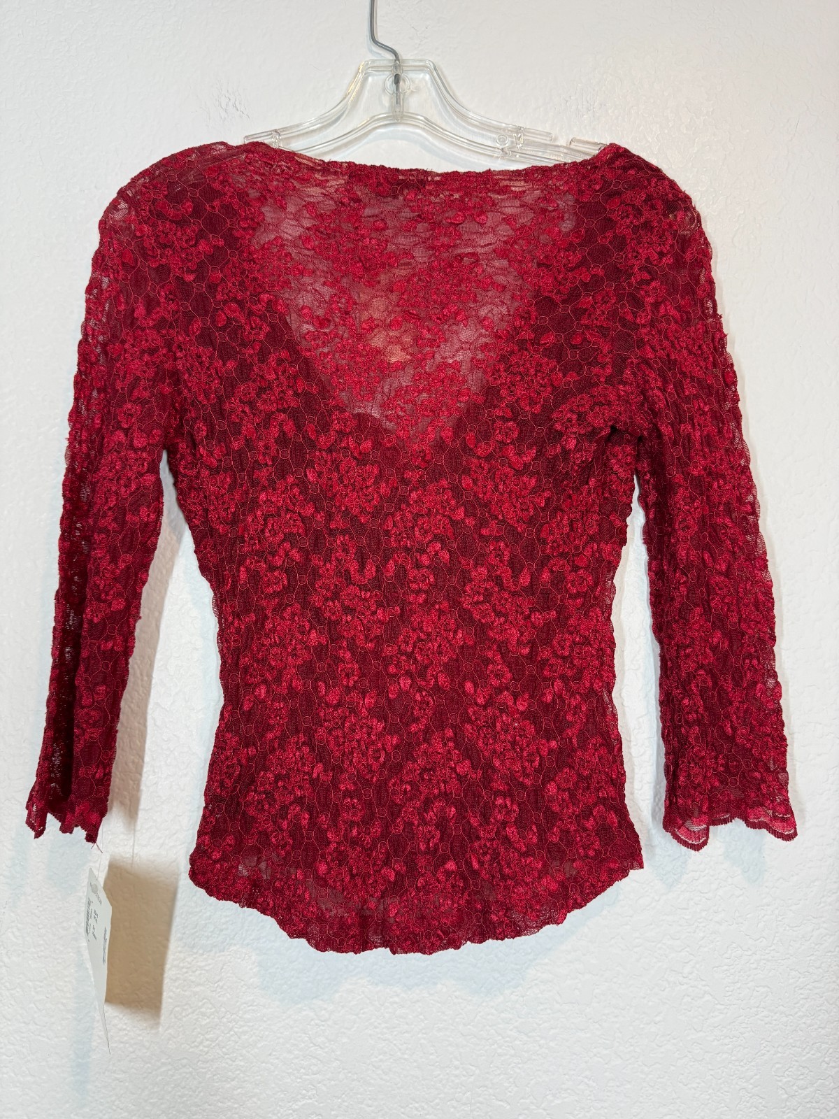 Vintage Ann Ferriday Red Corset Top Blouse Lace Beaded Rare Romantic Y2K Small