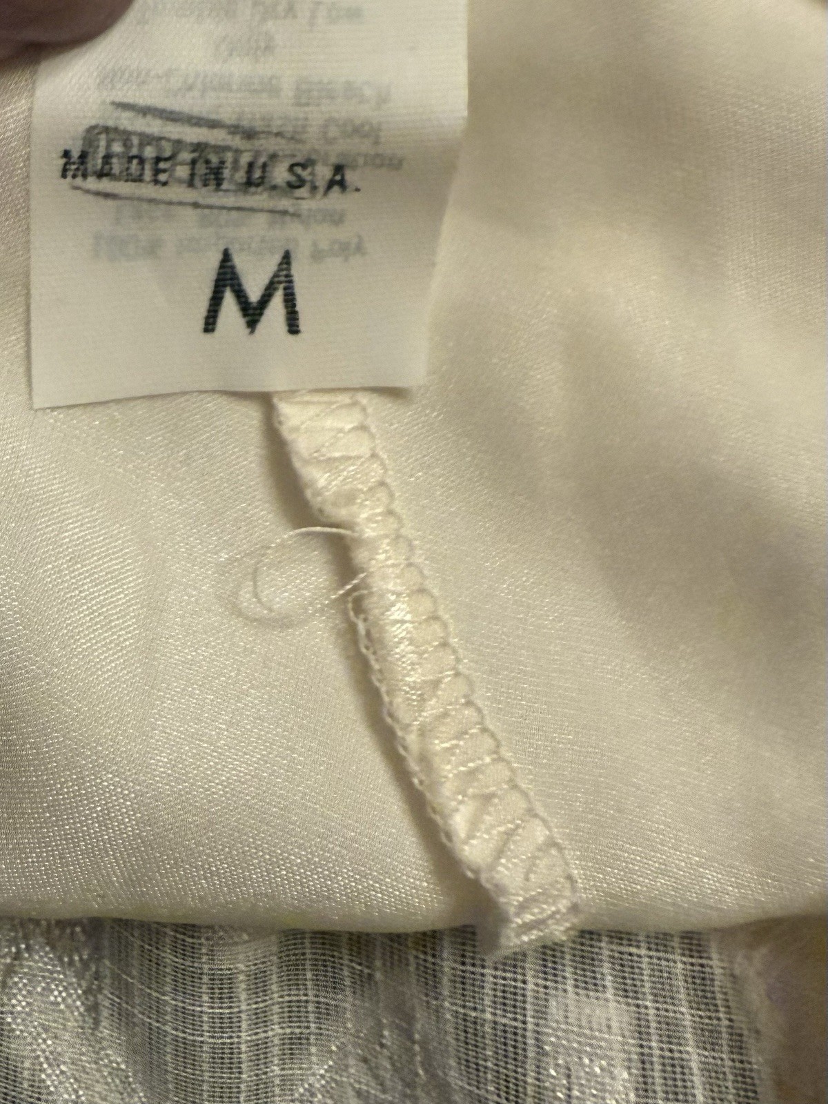 Vintage VANDEMERE Lace Shiny White Satin Body Slip Bodysuit M Flutter Sides
