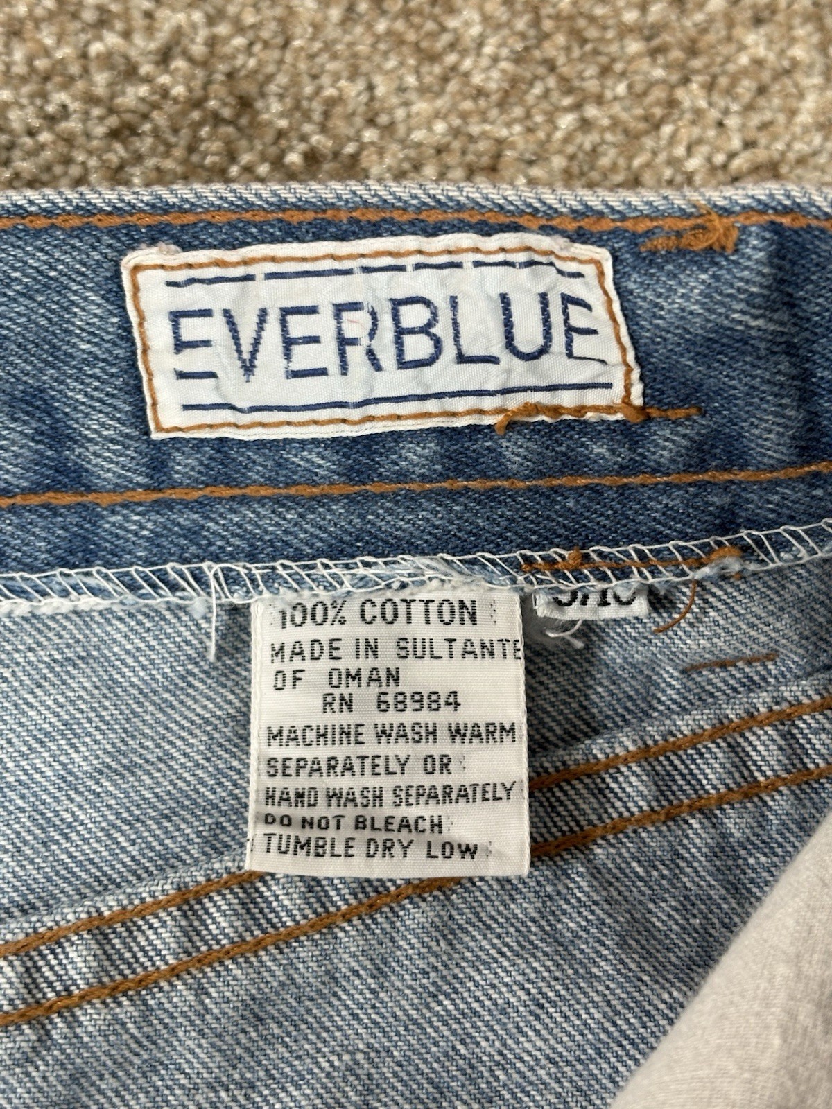 Vintage Ever Blue Womens Jeans W/ Puffy Paint Medium Wash Straight Leg Denim 90s