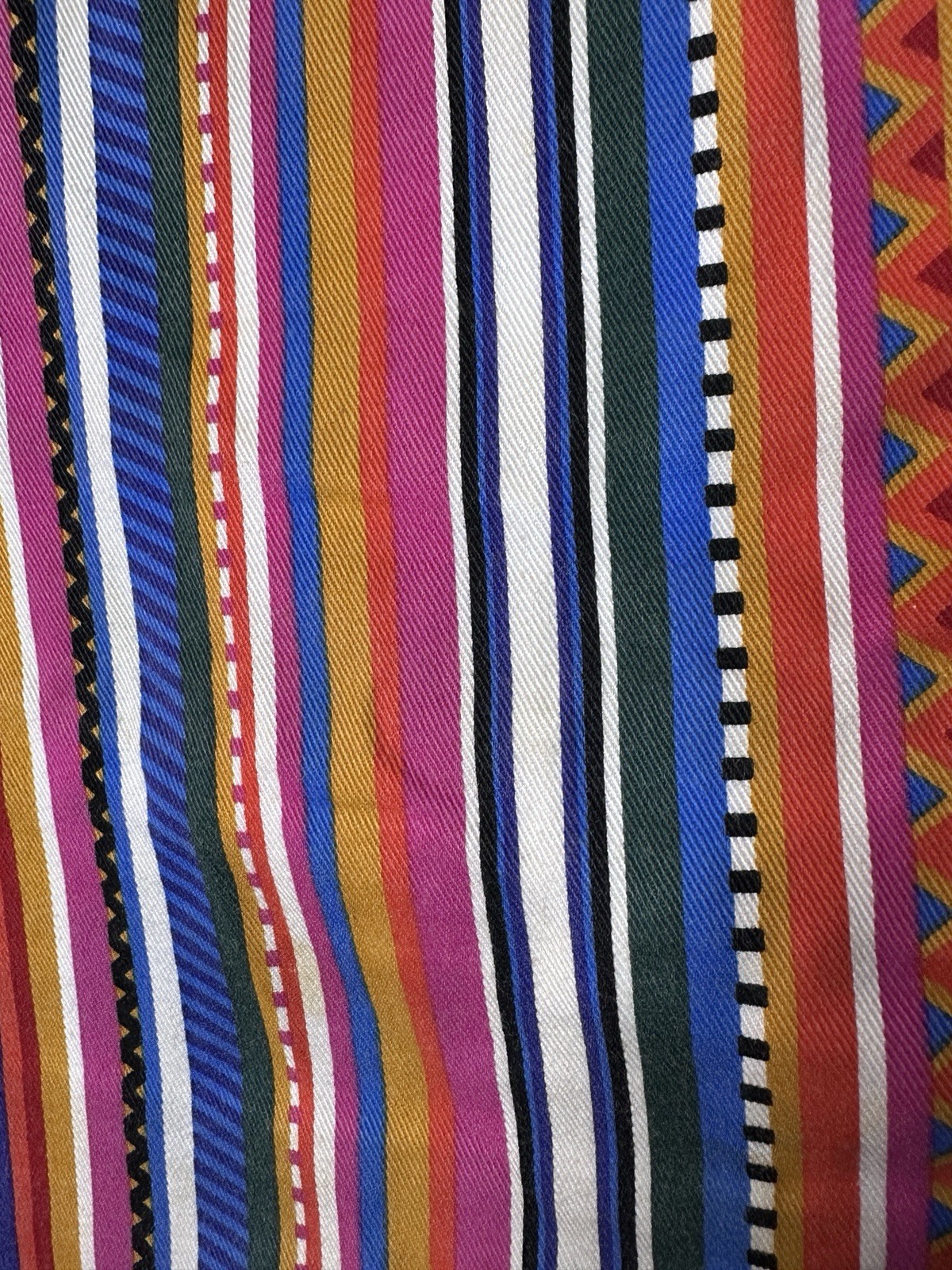 Vintage Skirt Gitano Tribal Stripe 1990s Pink White Blue Zipper Pocket Sz 11/12