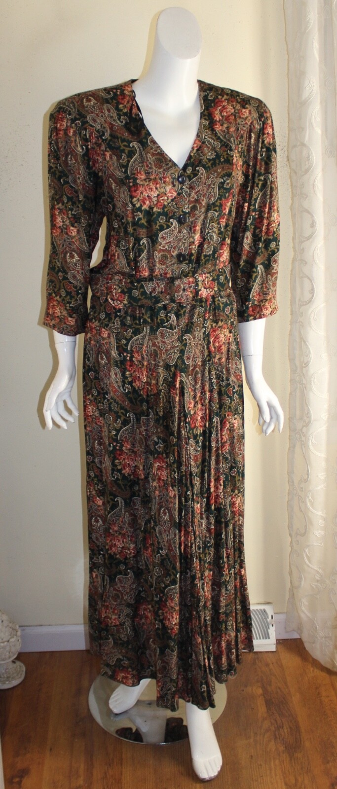 ED Michaels -Sz 14 L XL Vintage Rayon Full Modest Art-to-Wear Dress 80s 90s