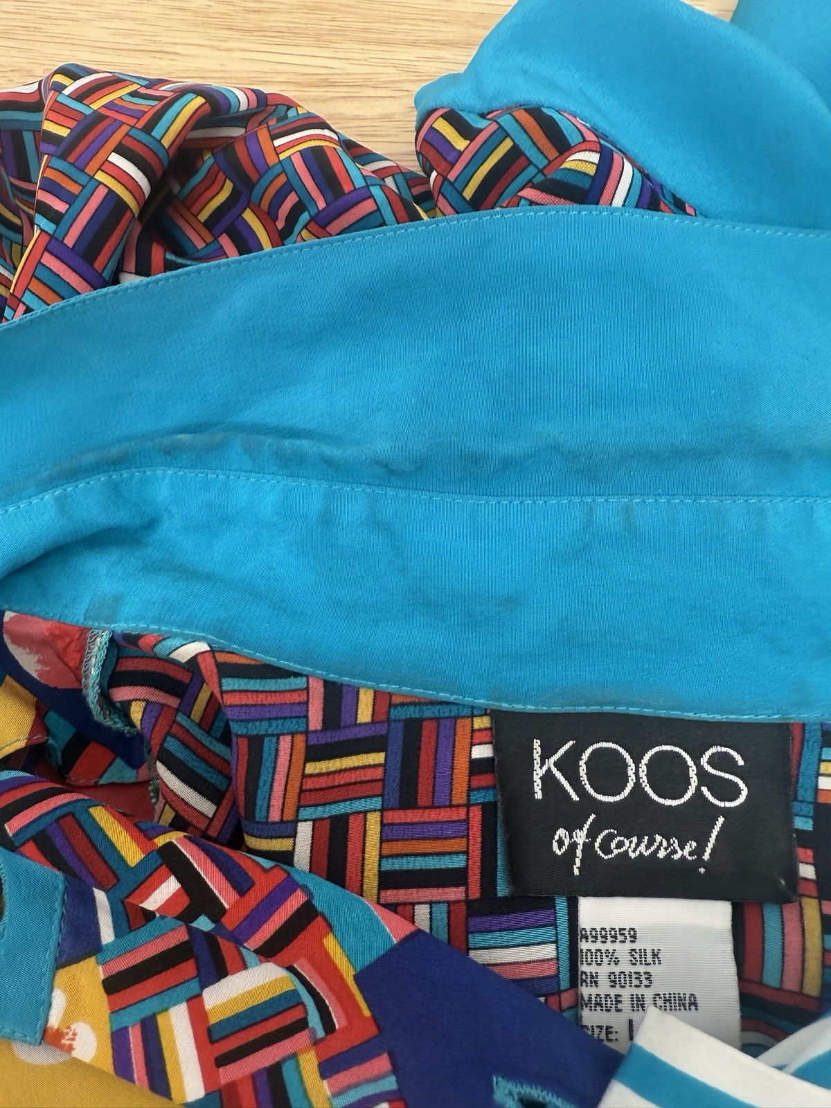 Vintage Koos Of Course Womens Large 100% Silk Art To Wear Button Blouse #44