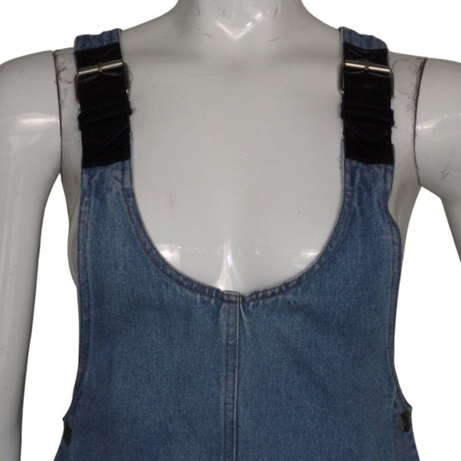 SPEED CONTROL Denim Jumper/Skirt-all, S, Shoulder buckles, Pockets, Vinyl straps