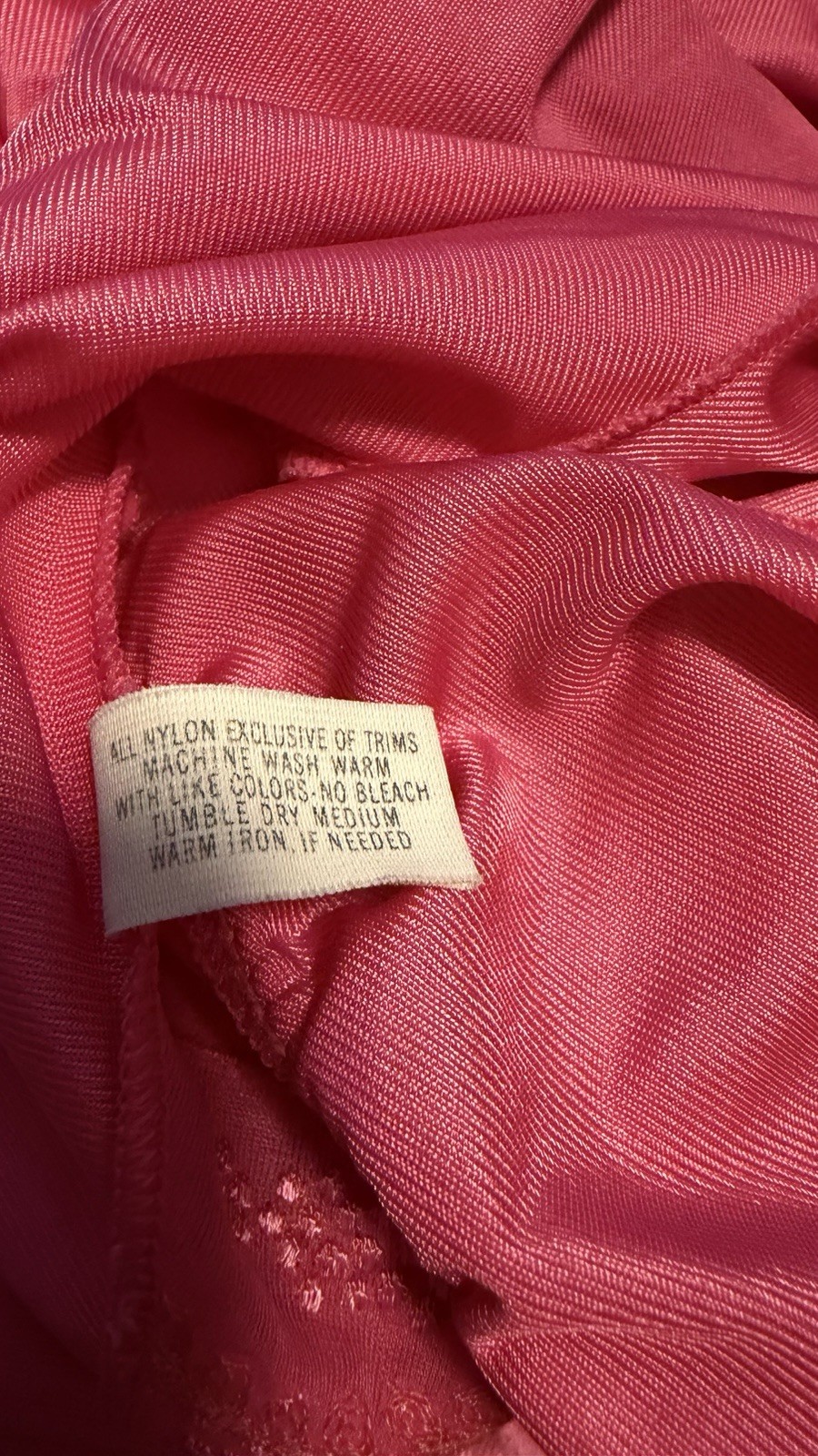 Vintage Shadowline Women’s Long Pink Nylon Nightgown Size S Short Cap Sleeve