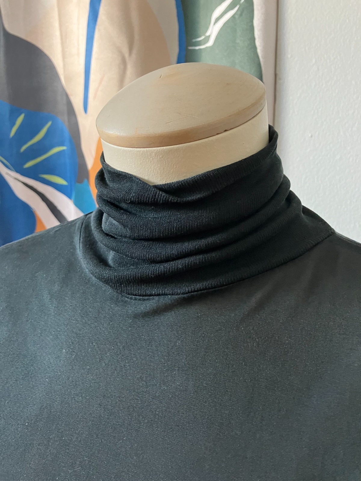 Vintage Lands’ End Silk Base Layer Shirt Women’s M Black Turtleneck Lightweight