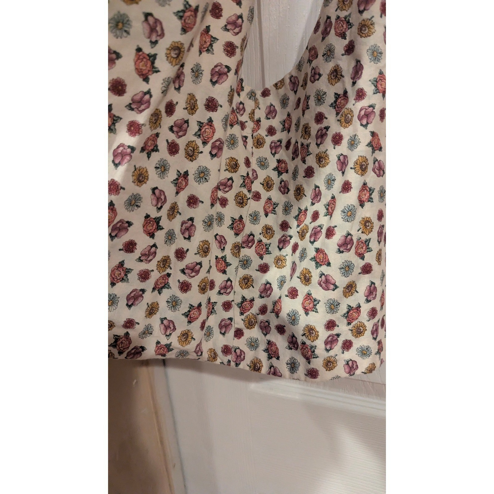 Vintage Reversible Garden Floral Vest Blue Gingham Sunflower Novelty Buttons