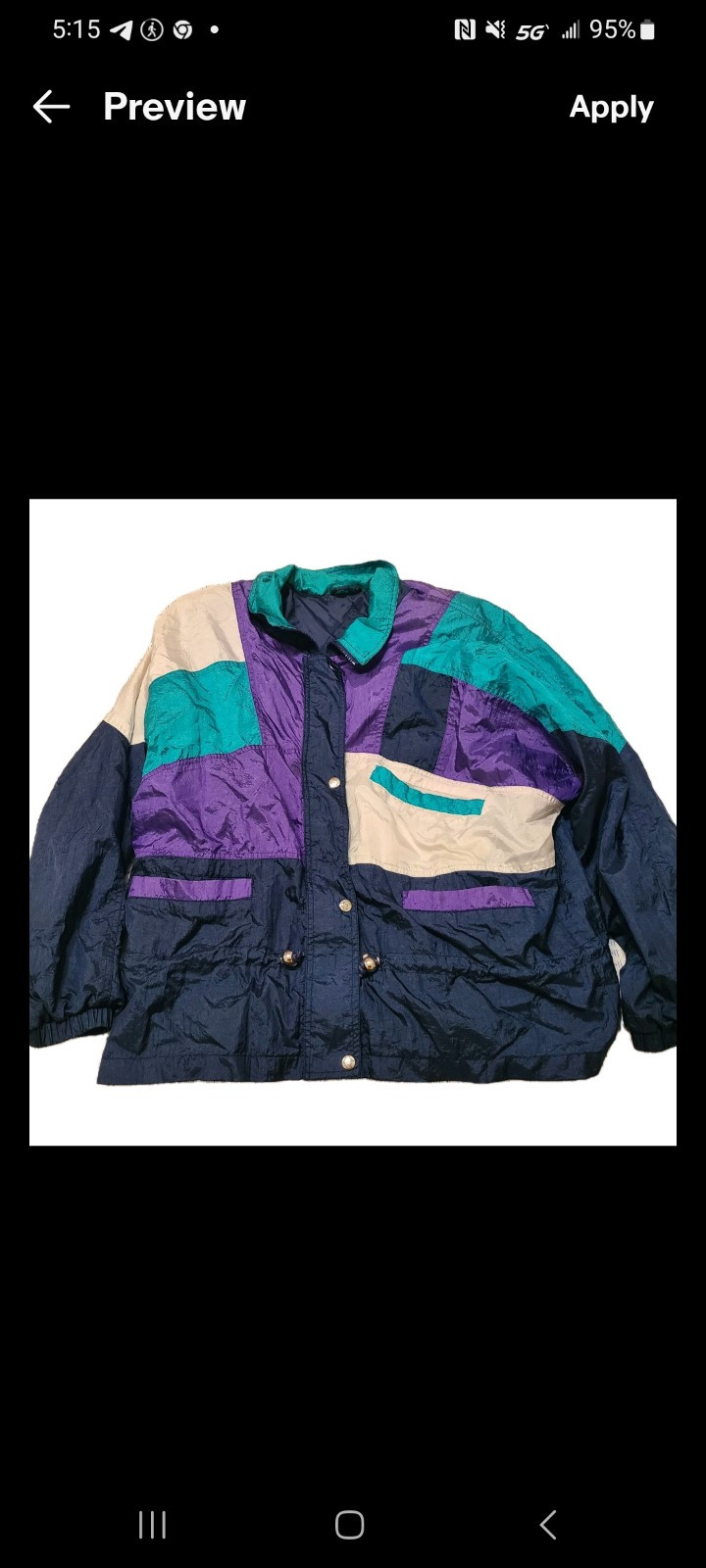 Andy Johns Winter Color Block Teal Purple White Jacket VTG Size Large Womens