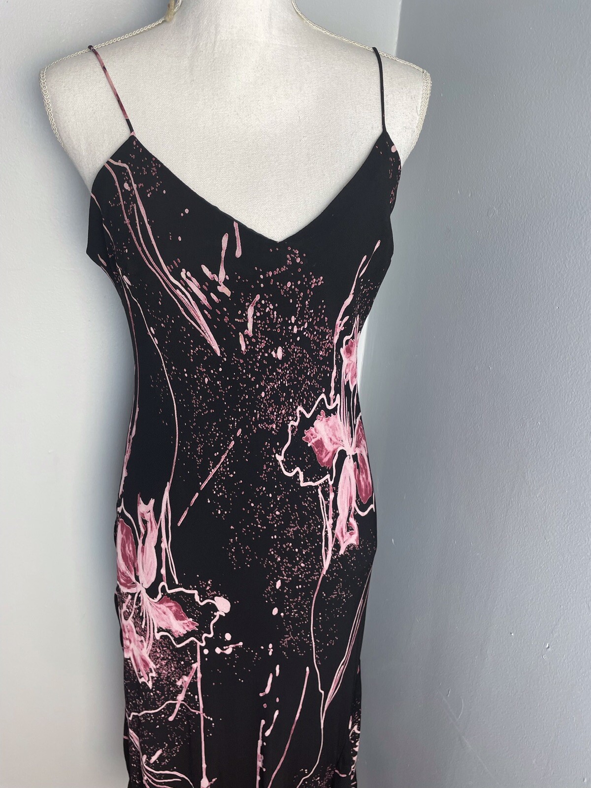 Vintage Joseph Ribkoff Evening Dress Union Made Asymmetric Dancing Black Pink 10