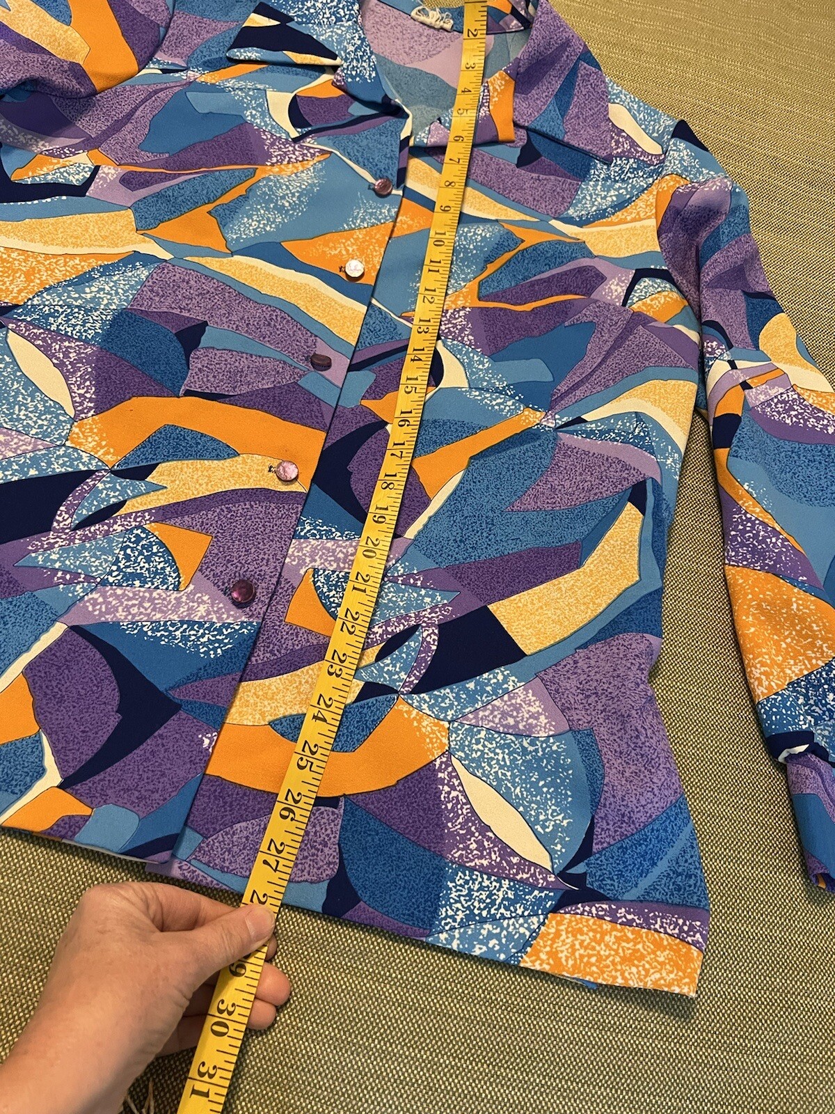 Vintage Pykettes Mod Geometric Blouse Tunic Purple/Turquoise/Orange -M/L