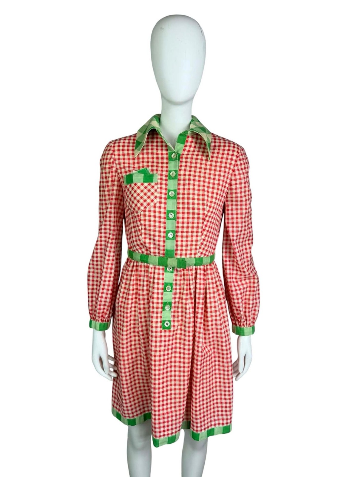 Vintage Oscar de la Renta Boutique Joseph Magnin Gingham Shirt Dress