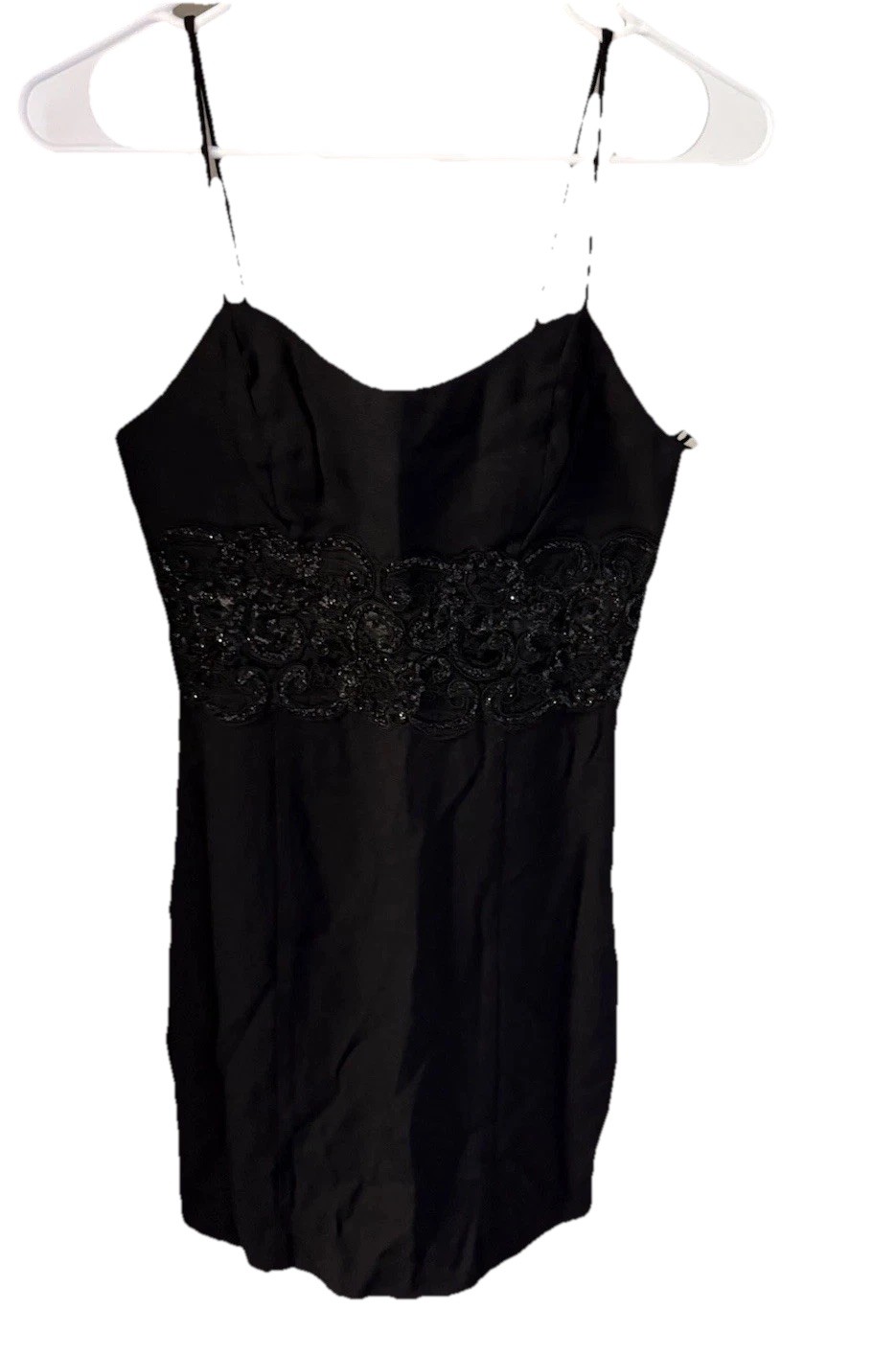 DE LARU Vintage 90s/y2K Lace Cut Out Black Mini Dress Juniors 5/6. Party