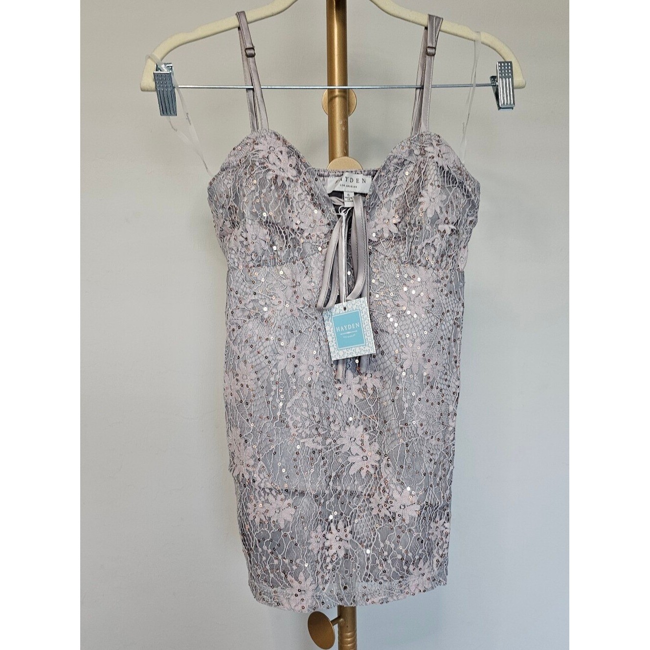 NWT Hayden Lace Sequin Corset Cami Top Lavender Pink Y2K SZ Small