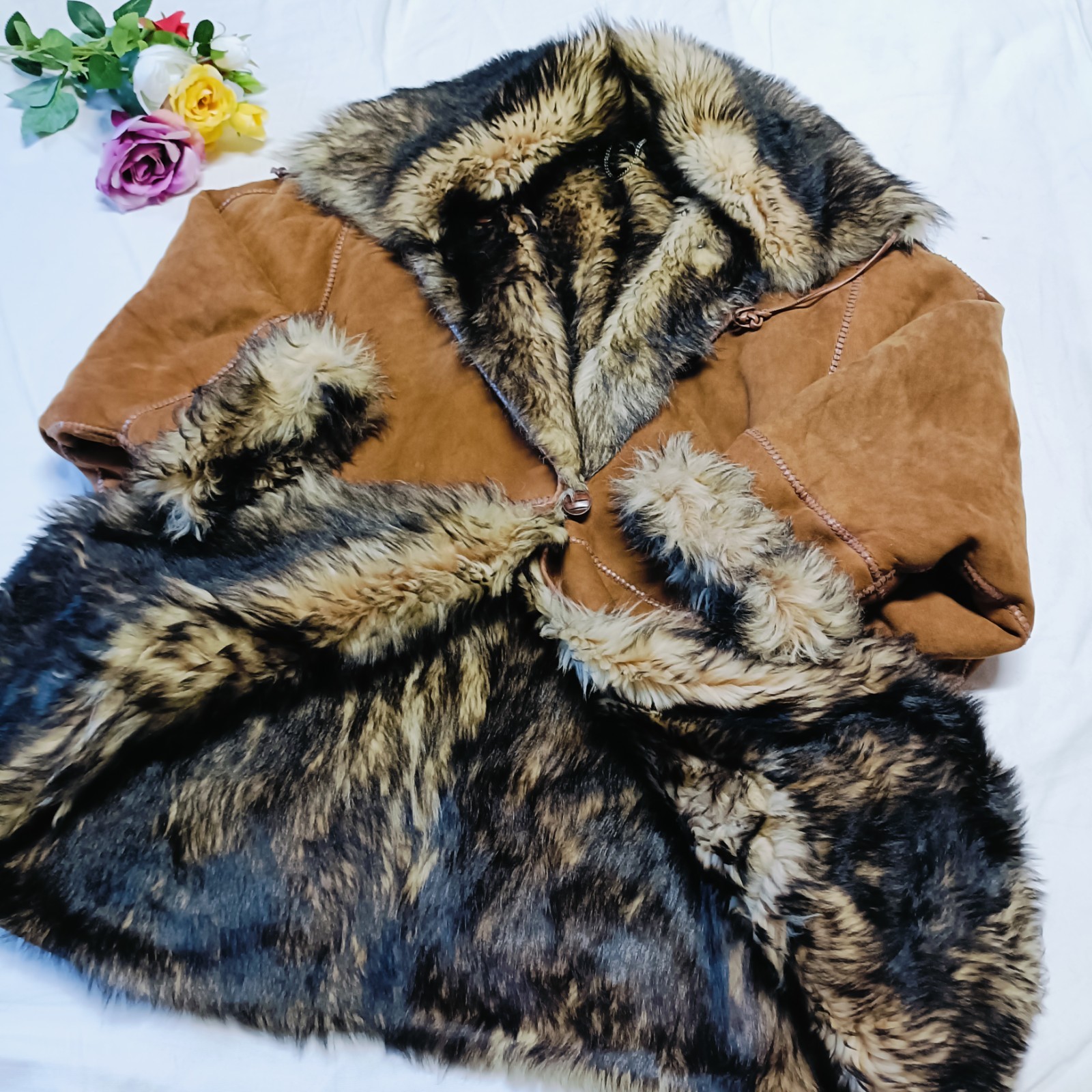 0815 Vintage Real Sheepskin sheep Fur Mouton Mongolian Coat Women