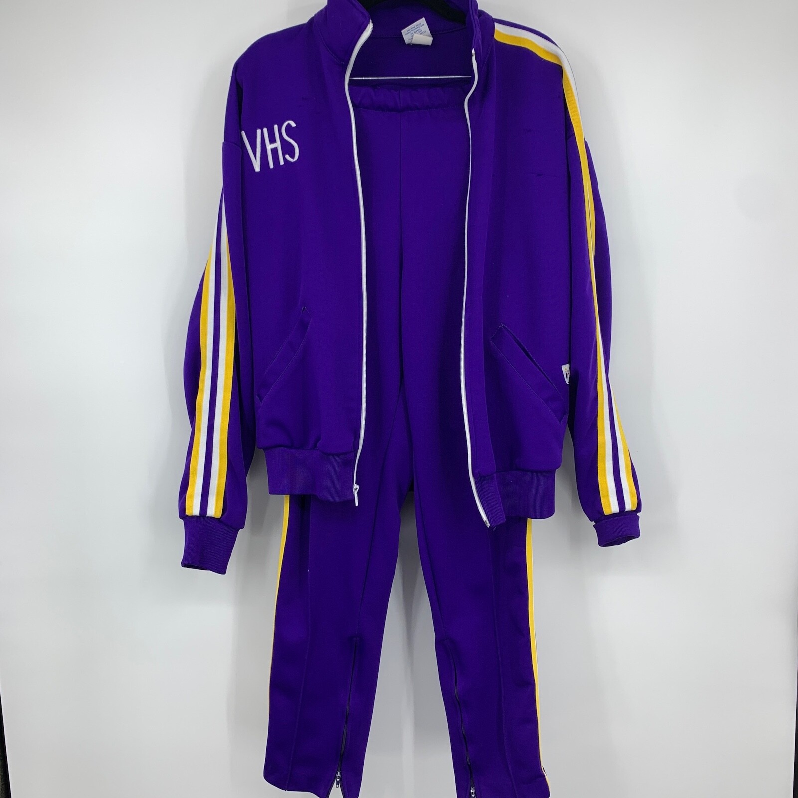 Vintage Varsity Spirit Fashions Cheer Track Suit Jacket Pants Purple Gold Y2K