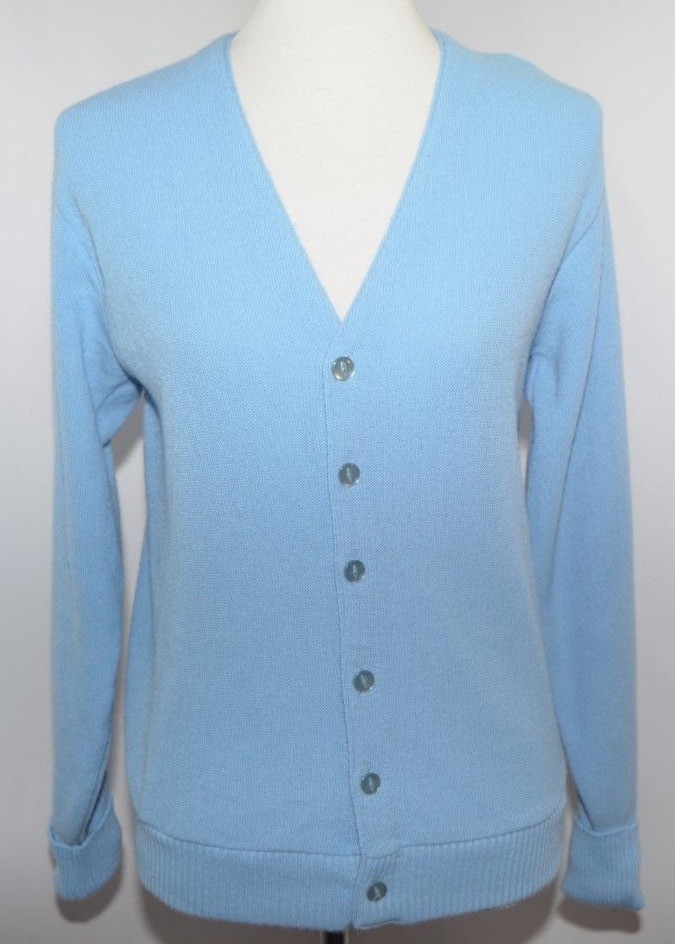 VTG EUC 70s 80s Pine State Blue Cardigan Sweater Womens S USA Made