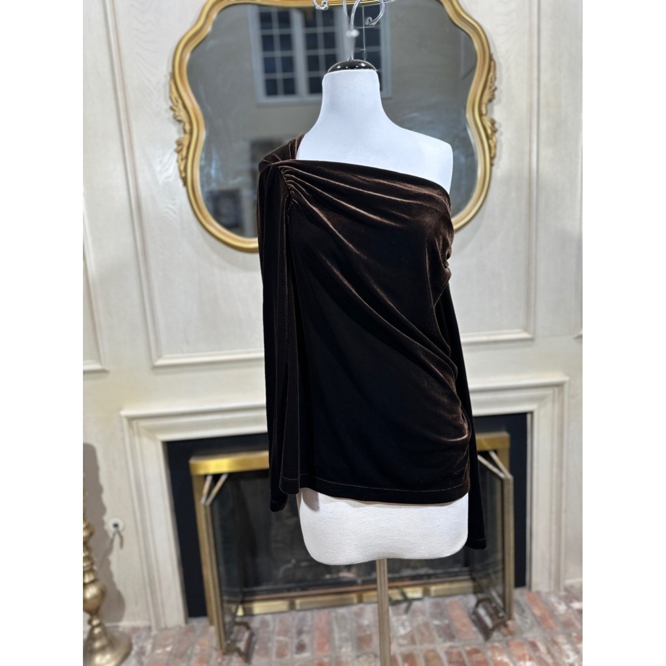 Lands’ End Top Size 2X Brown Velvet Vintage Whimsigoth Indie Sleaze