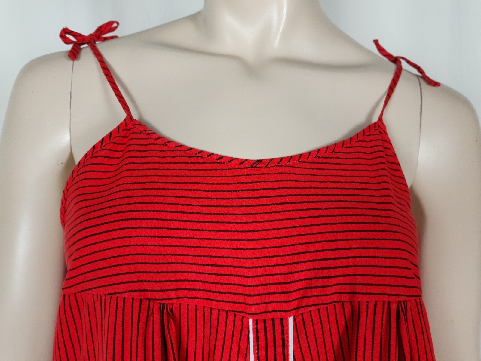 Vtg kitty cat sleep dress pajama nightie red black S/M