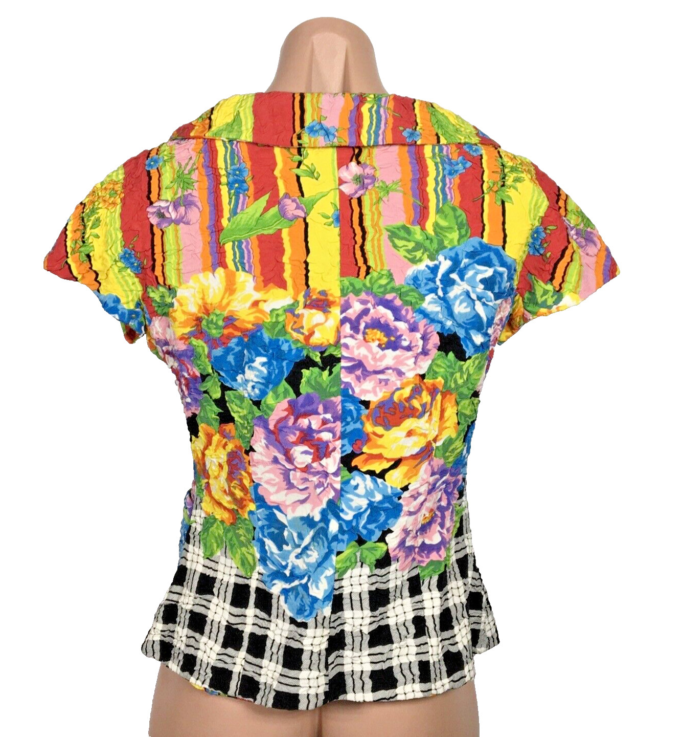 Vintage 1990s Versus Versace Floral Short Sleeve Blazer Jacket Top Size S/M