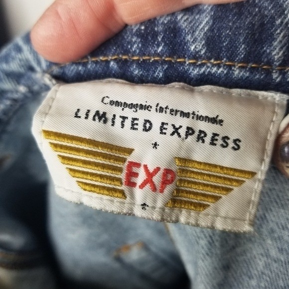 Vtg 80s 1980s Limited Express Acid wash denim paper bag High Waist Jean Skirt 26