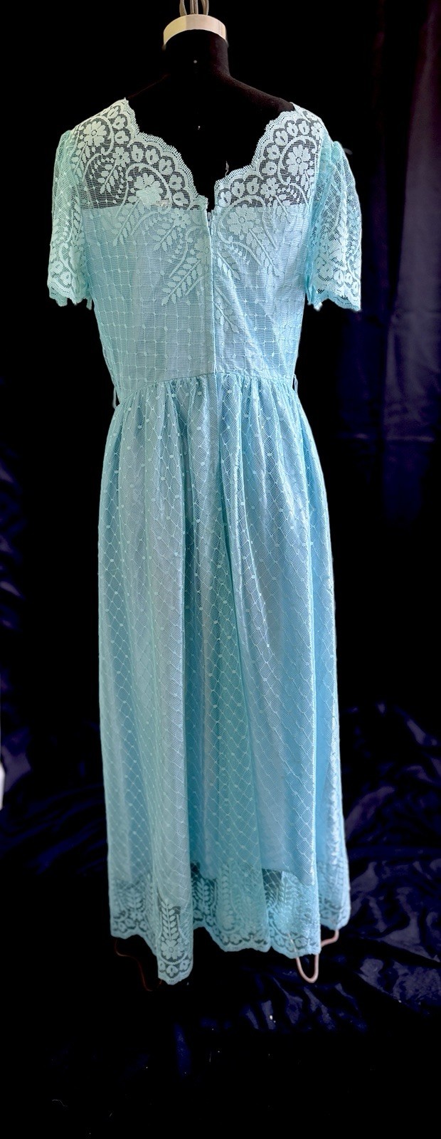 JC Penney Vintage 80s Aqua Lace Dress Medium Union Tag – See listing for size