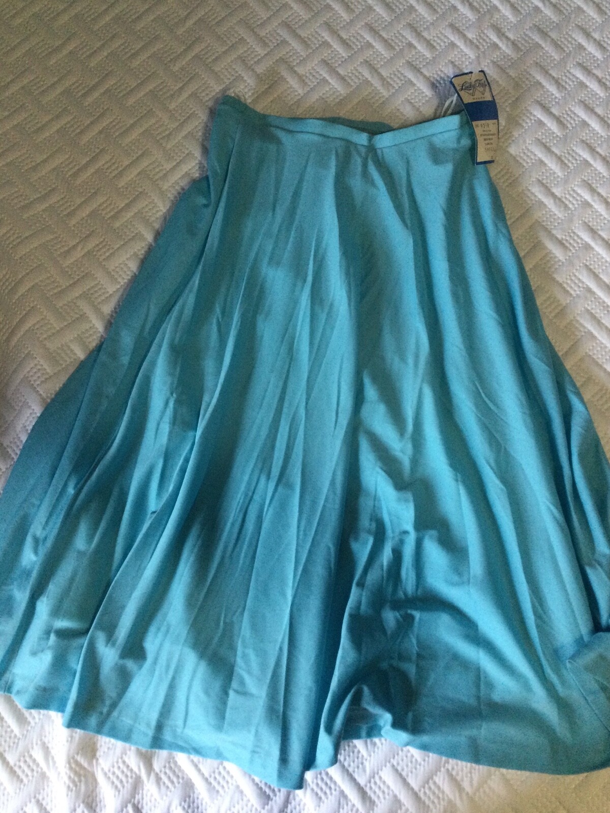 Vtg 70s LK Lucky Tops Knit Blue Flared Skirt Size Small