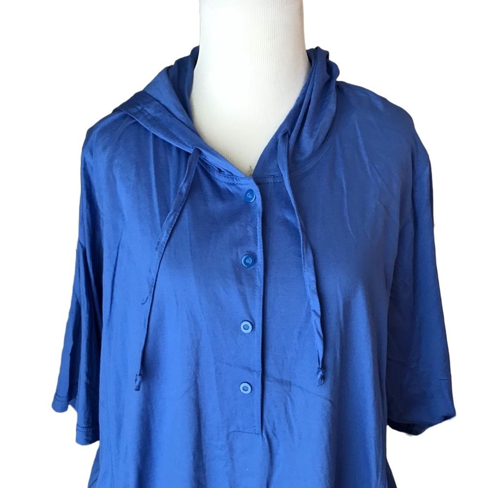 Vintage Marimekko cobalt blue hooded caftan / housecoat