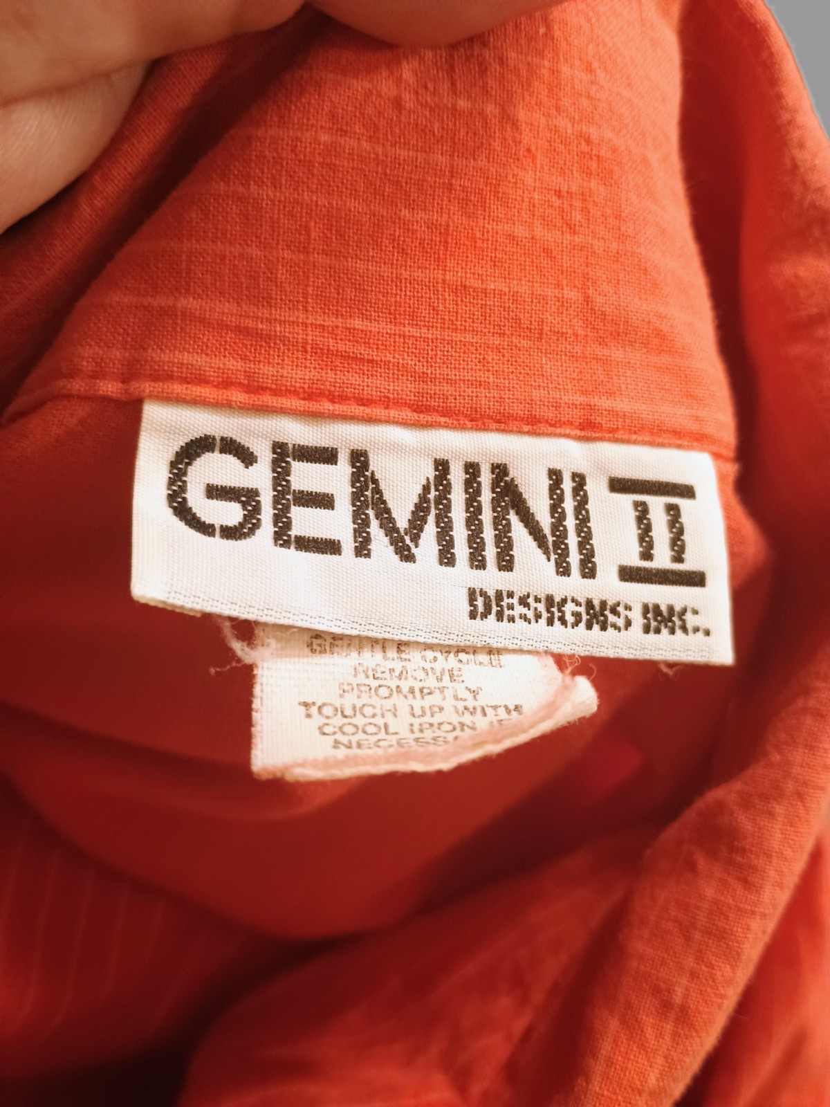 Vintage Gemini II Dress Size 24 Burnt Orange Pinstripes Mid-calf 3/4 Sleeve