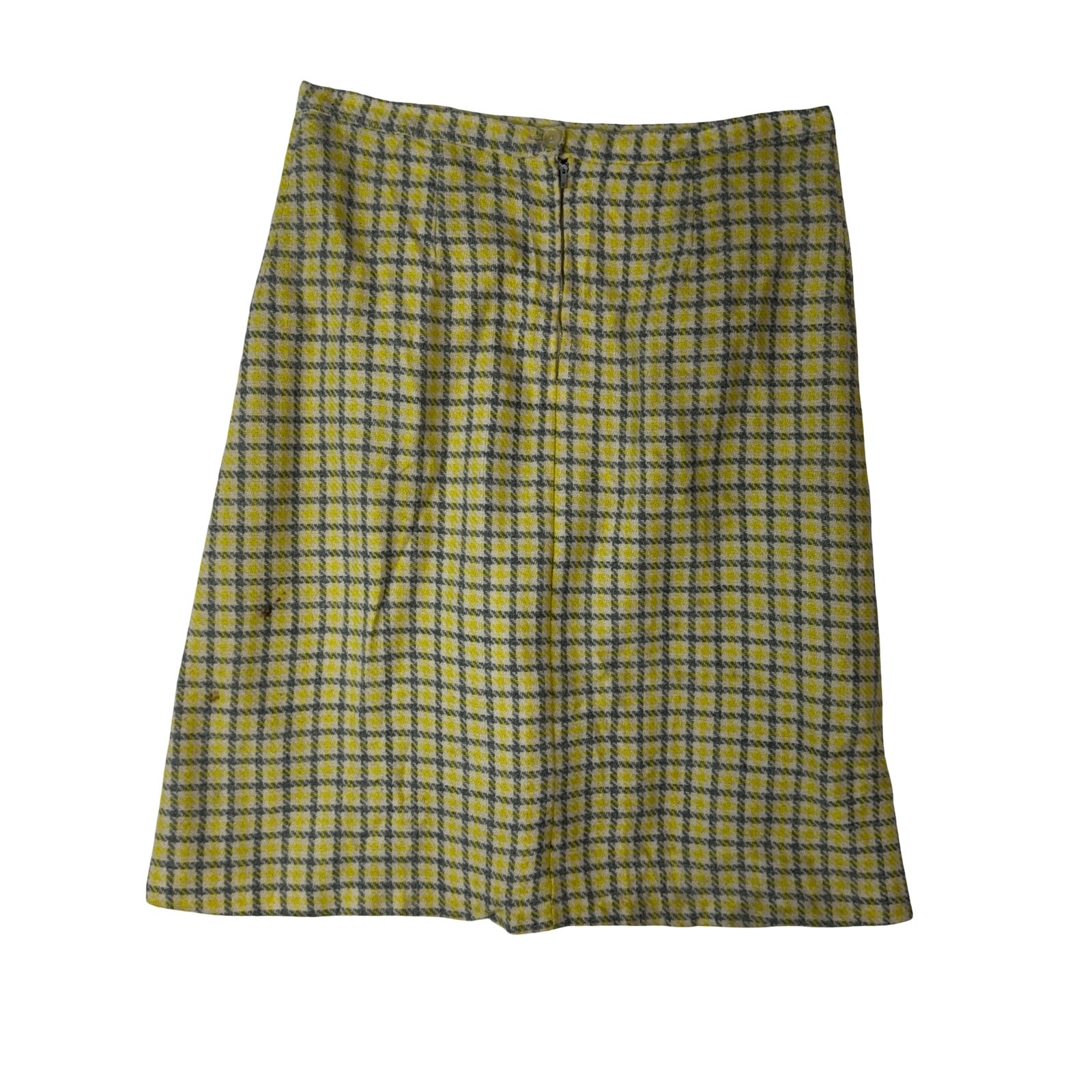Title: Vintage 60s Yellow Check Skirt Shepherd Plaid Metal Zip 34W Large As-Is