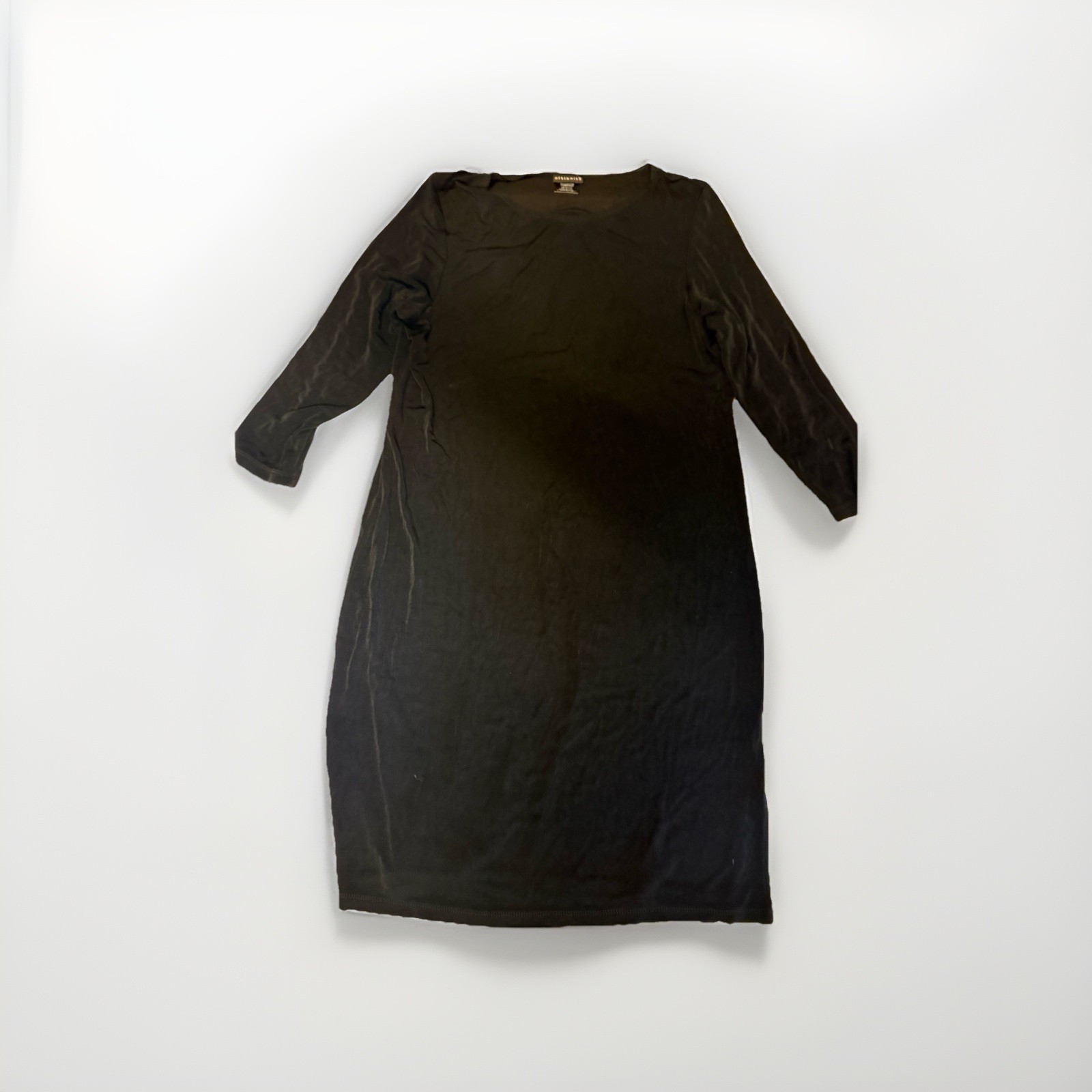 Vintage QVC CitiKnits Slinky Perfect Little Black Dress Womens Sz M 3/4 Sleeve
