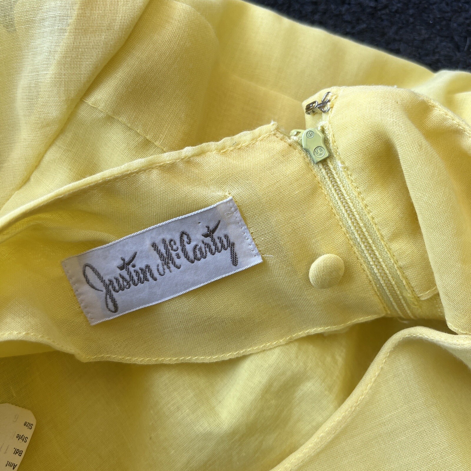 Vintage 60s 70s Yellow Dress Justin McCarty Women’s Size 6 #84