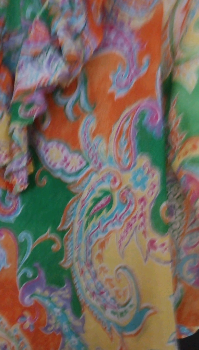 Vintage Lauren Ralph Lauren Ruffle Abstract Poet Blouse Petite Small Art to Wear