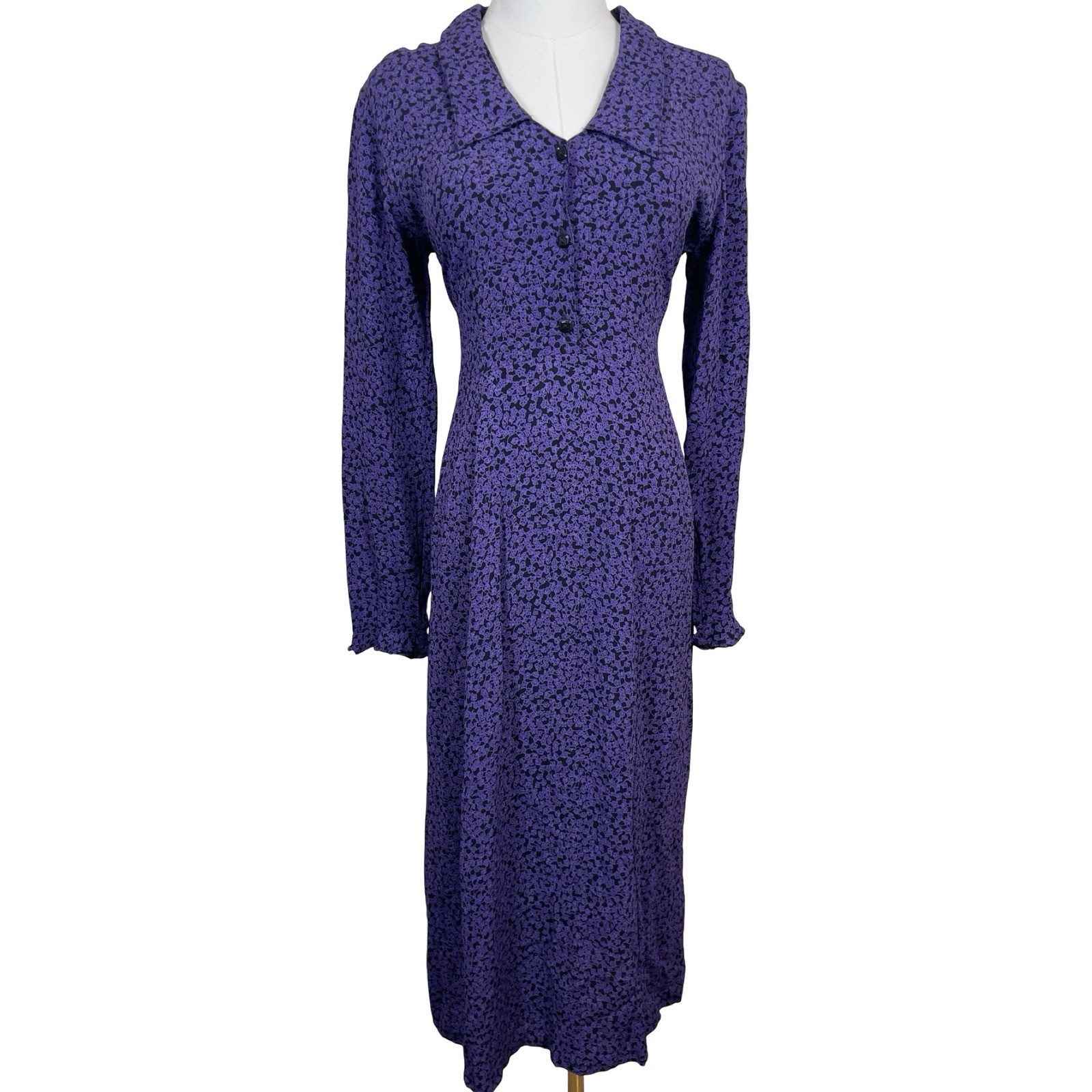Vintage Putumayo Floral Maxi Dress Women S Purple 90s Collared Grunge Whimsigoth
