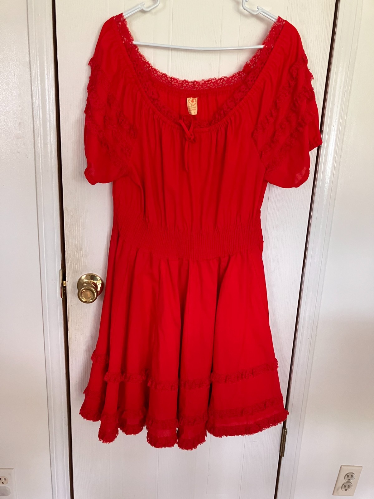Partners Please Malco Modes vintage lace ruffle dance dress Made in USA retro