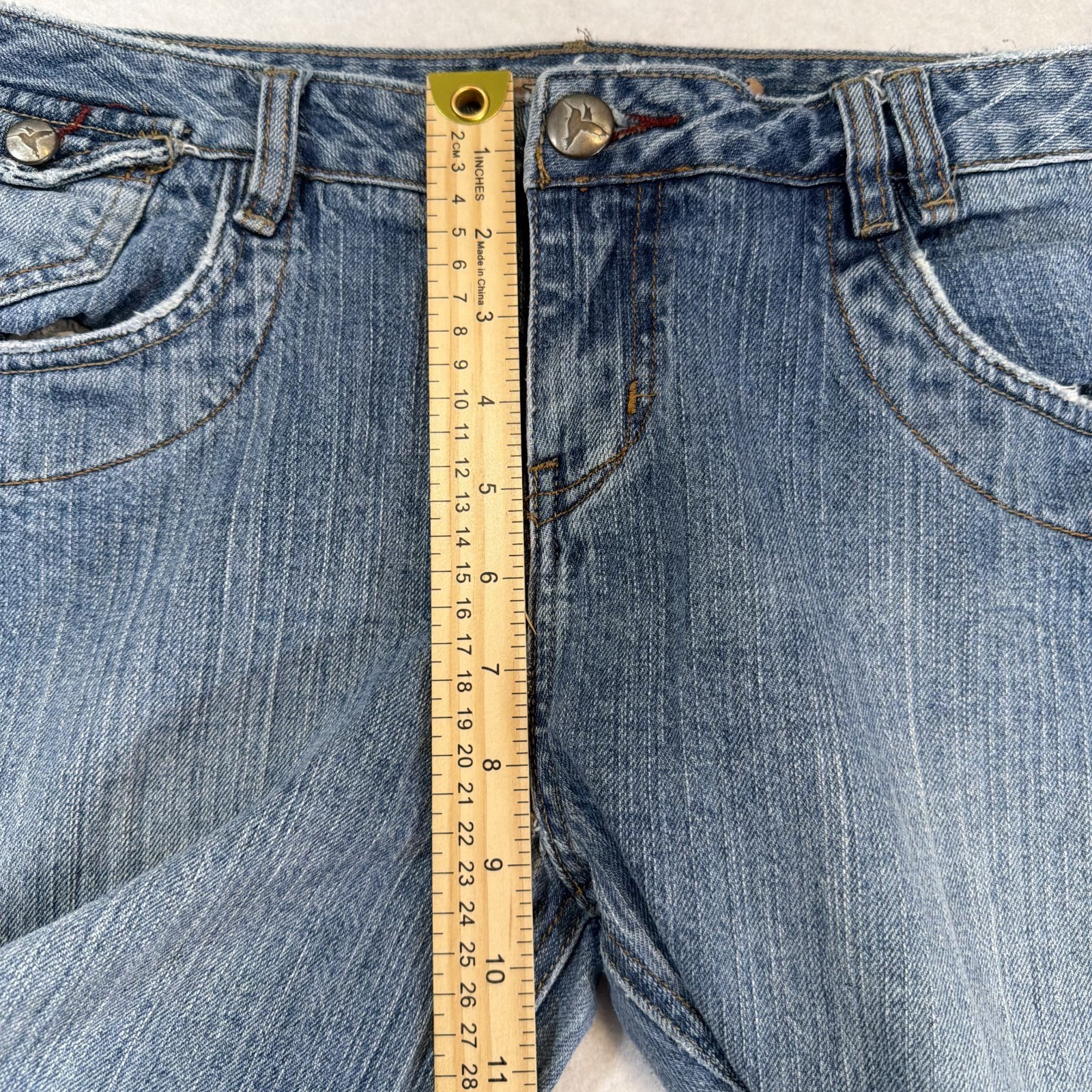 VTG 90s Y2K MUDD Jeans Crop Sz 13 US 35″ Waist Capri Pant Boho