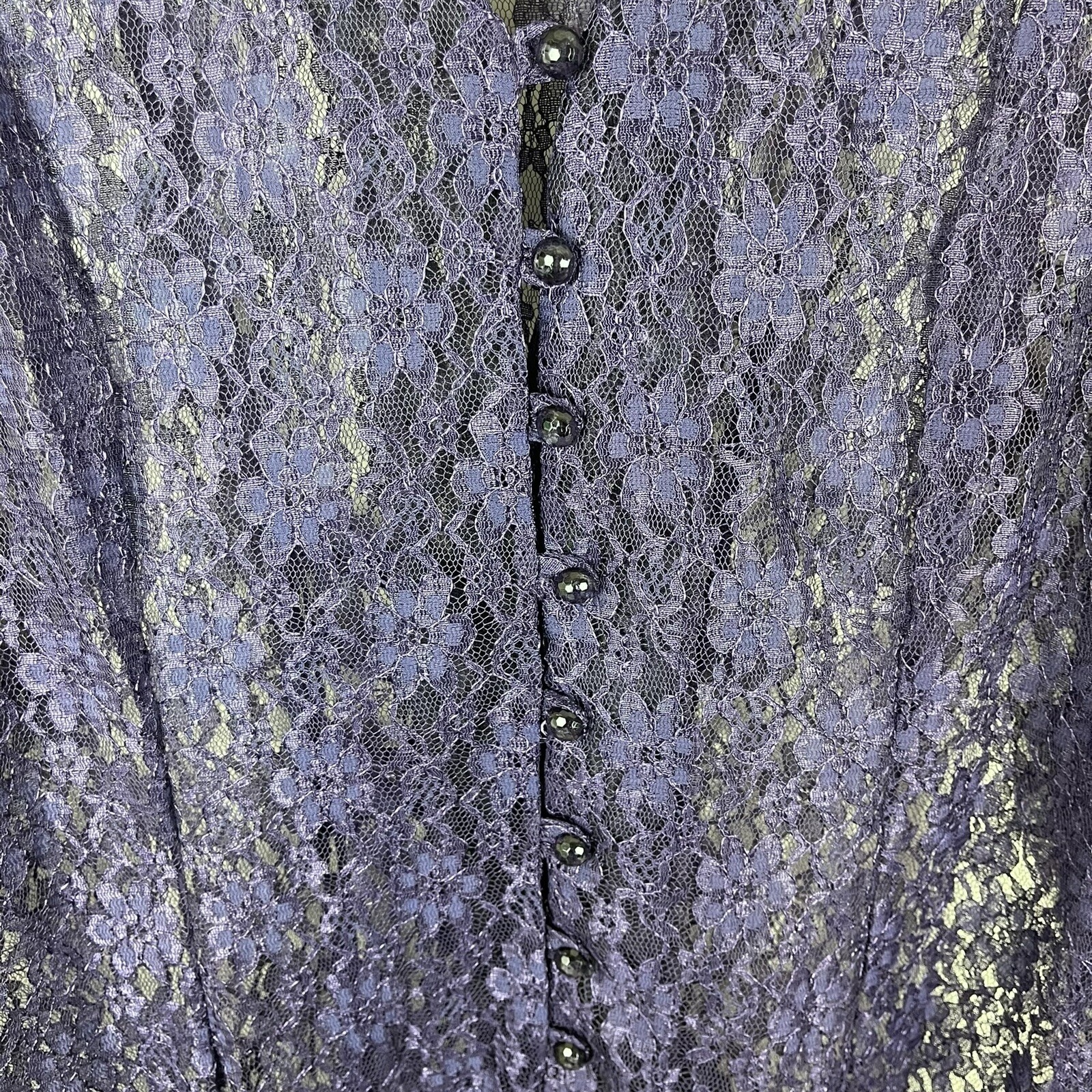 Vintage Boulevard De Paris Purple Floral Sheer Lace Corset Back Dress Whimsigoth