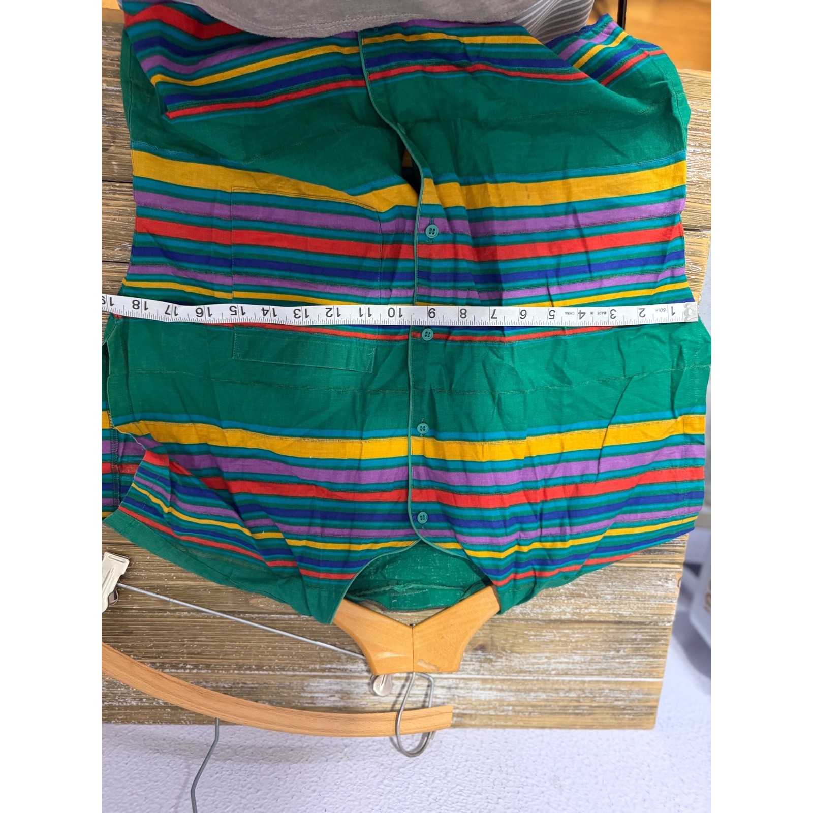 Vintage Mondi Skirt Set 40 Green Multi Stripe Retro Colorblock Cotton 1980s