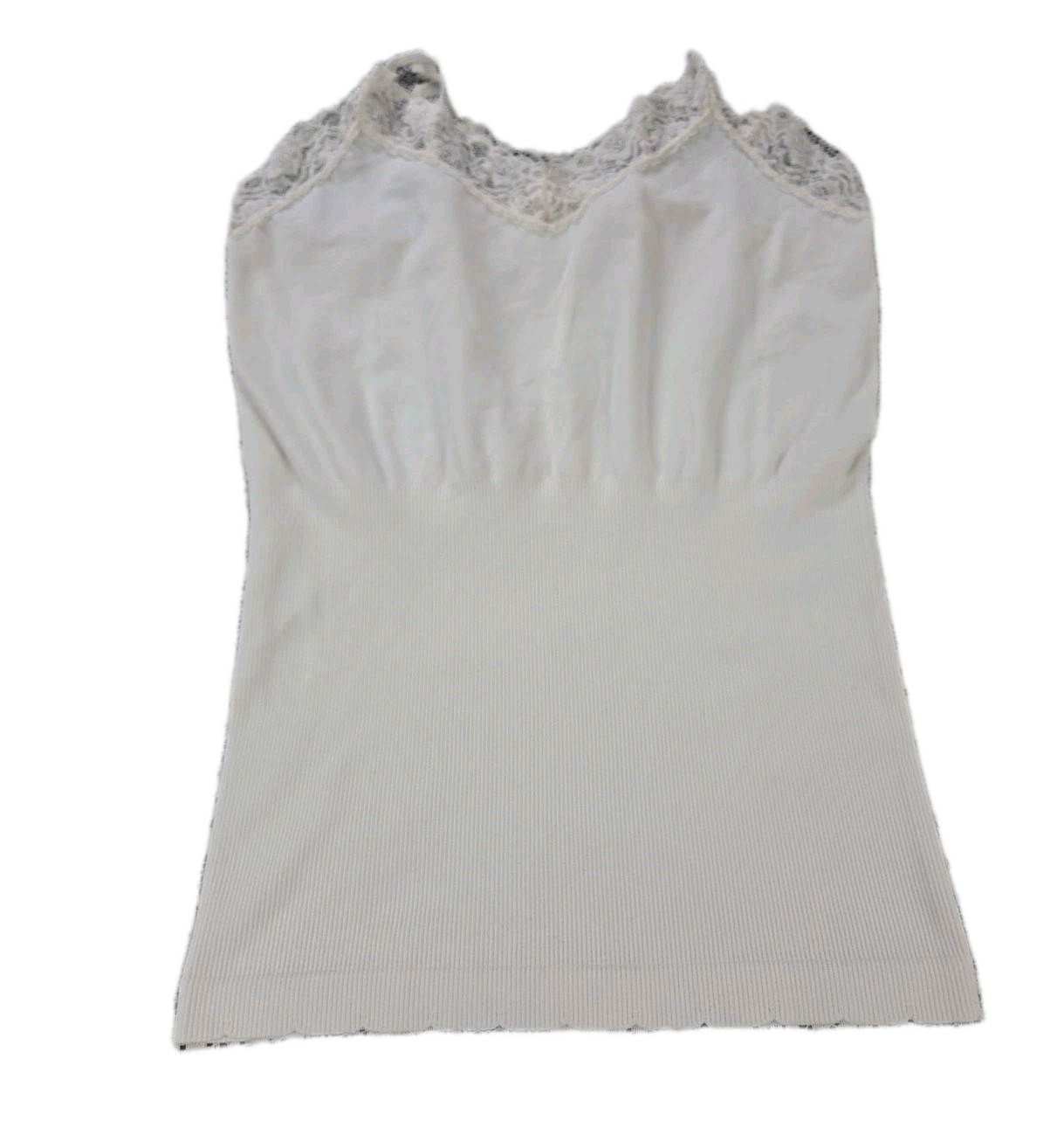 Y2K Cami Top 18 to 24 Ivory Ribbed Tagless Seamless Adjustable Straps Last Exit