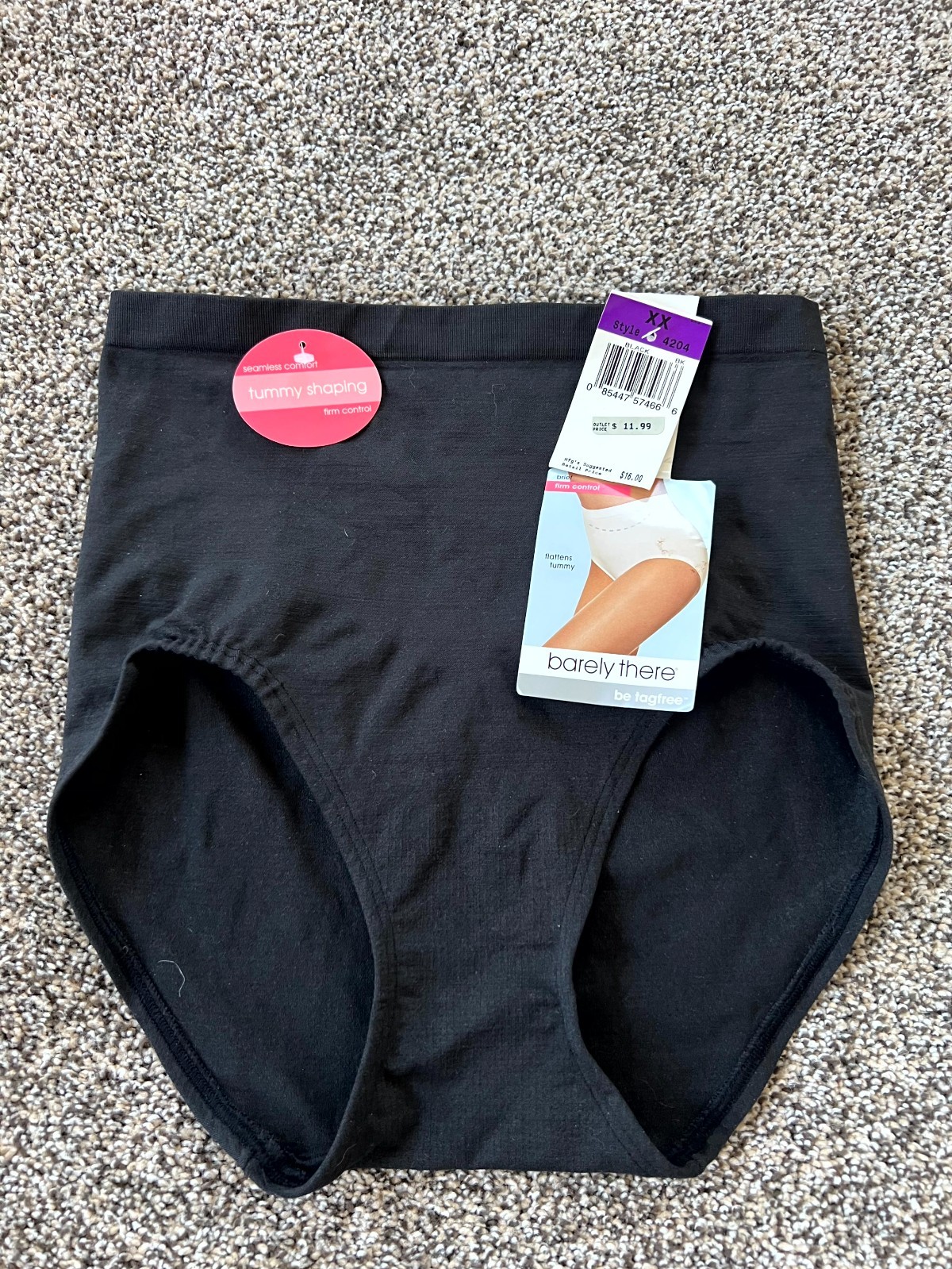 Vintage Barely There black firm control brief XL *BNWT*