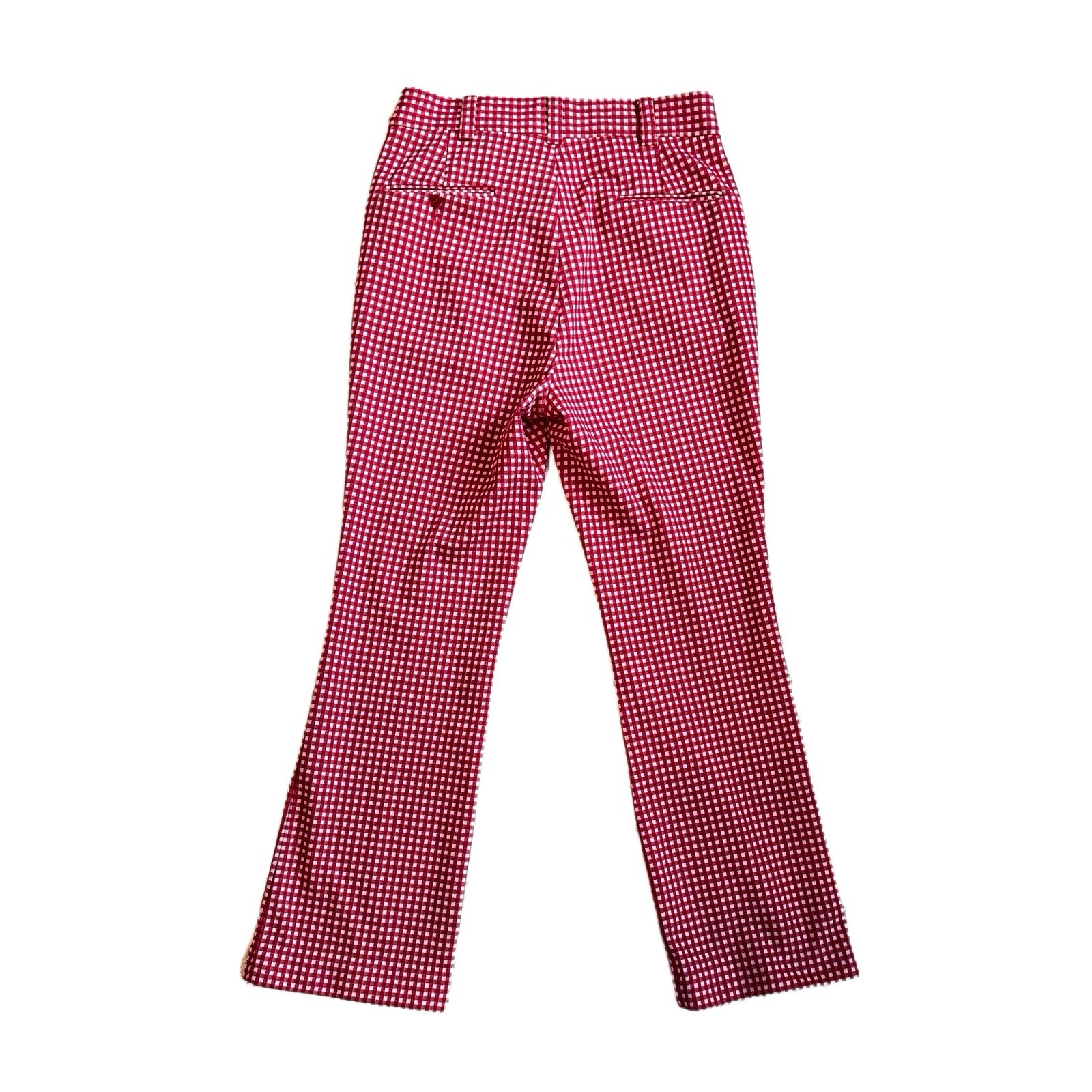 Vtg Red White Gingham Flare Leg High Rise Pant Waist 31” Cottagecore 70s Farm