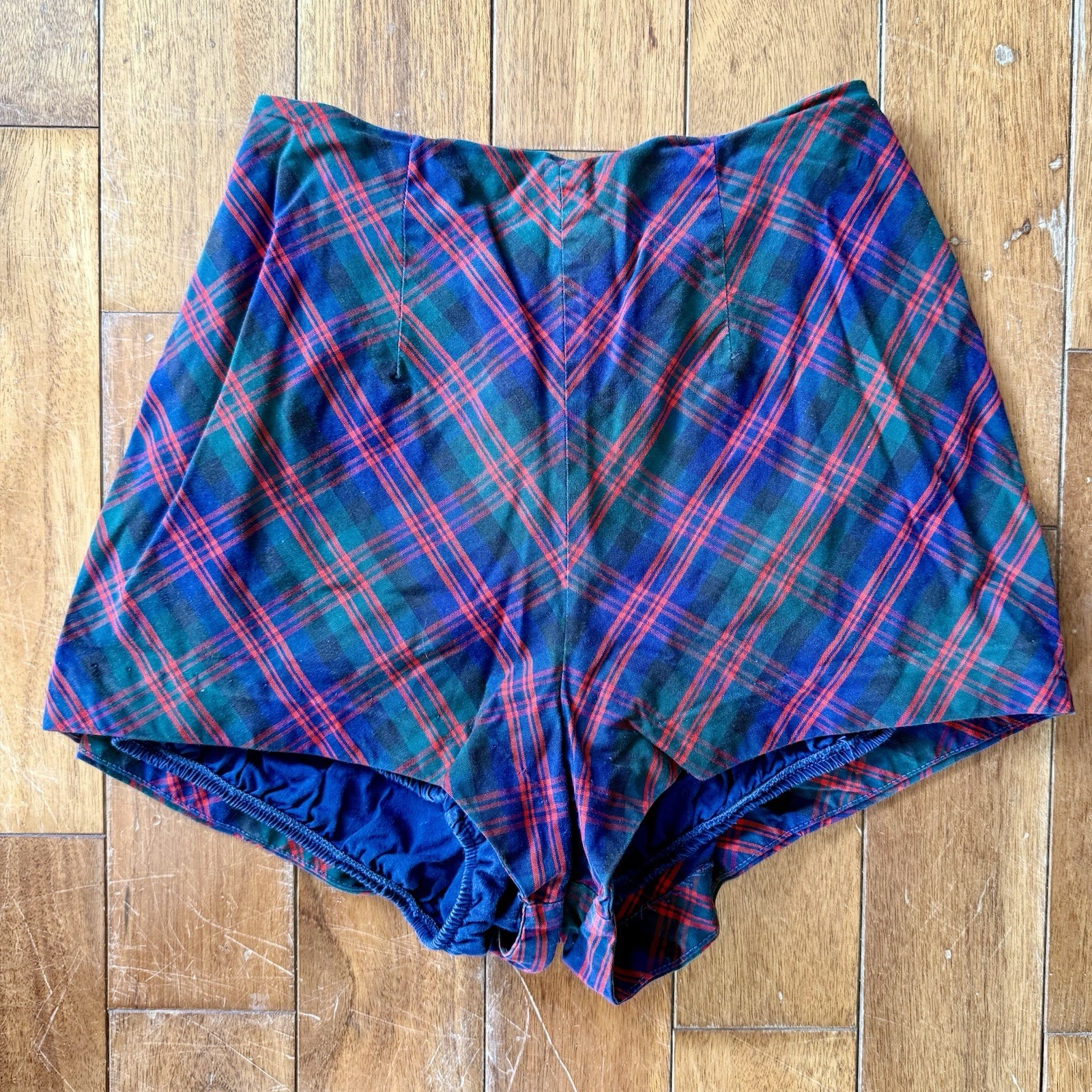 2pc VTG 60s MCM Sailor Bikini Plaid Swimsuit Boy Shorts ILGWU Union Made Sz S/M