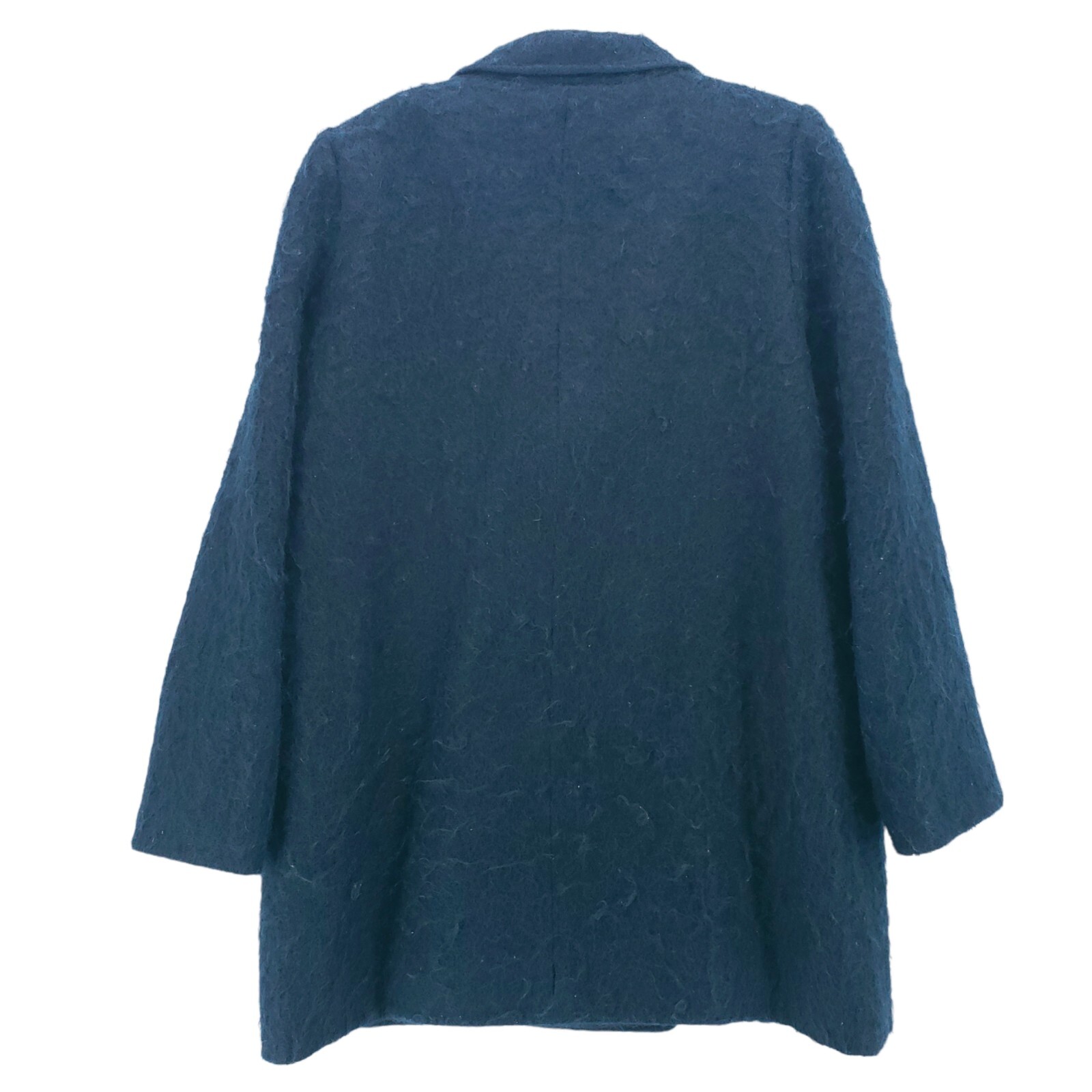 Vintage Dark Teal Blue Fuzzy Mohair Jacket Coat George David Fashion USA L/XL