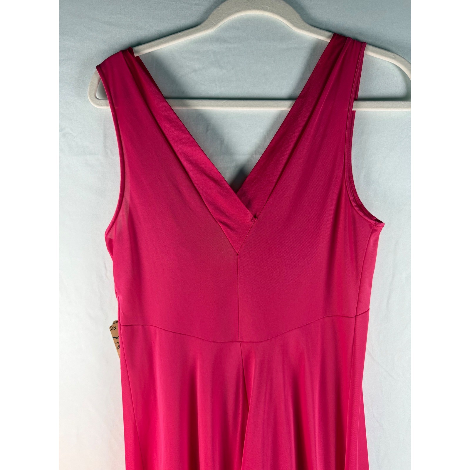 Vintage Vanity Fair Hot Pink Maxi Nightgown Lace Empire Waist Fuchsia Size 34