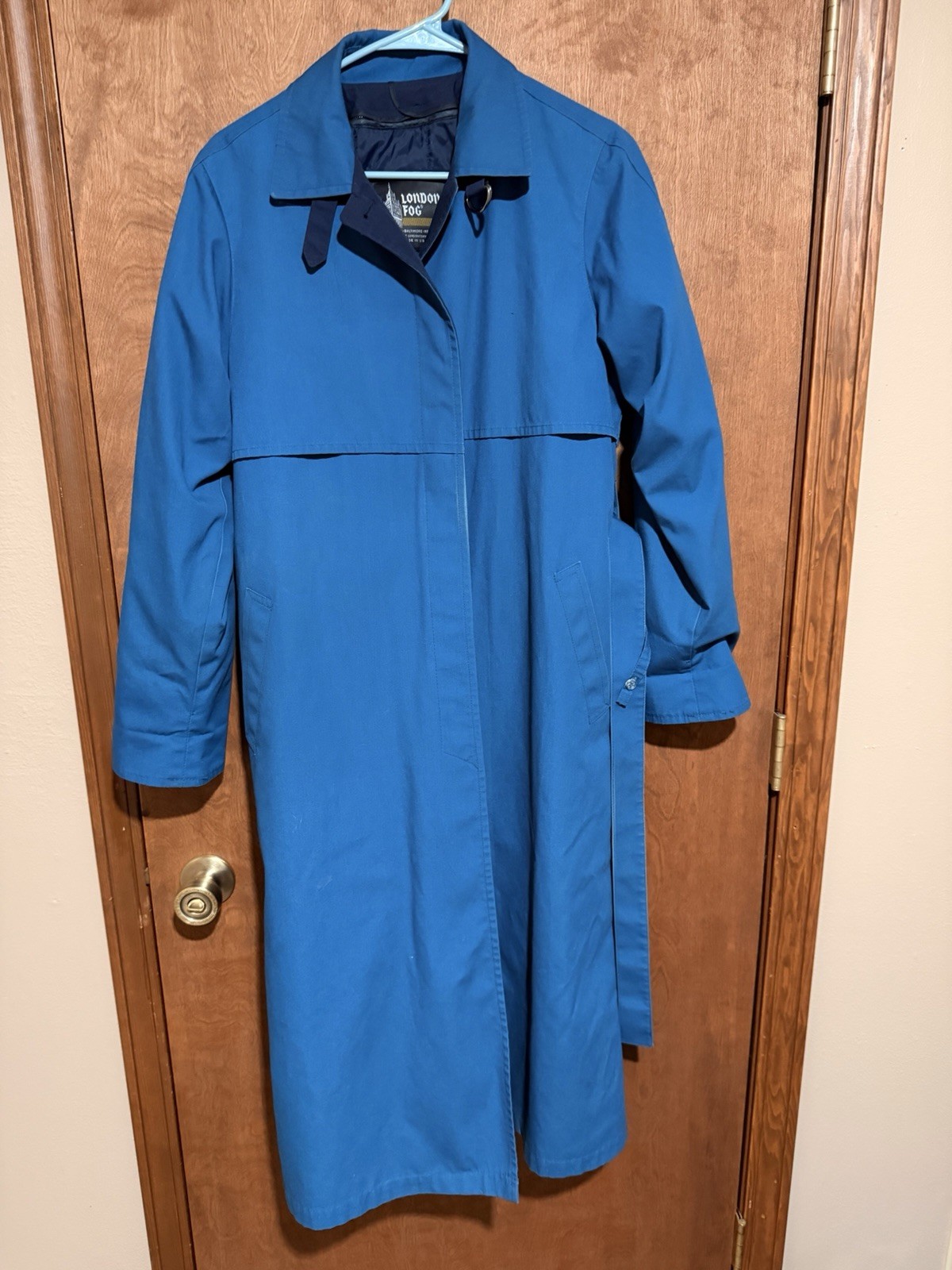 London Fog Women’s Vintage Blue Trench Coat 1990s Size 10 Regular vintage