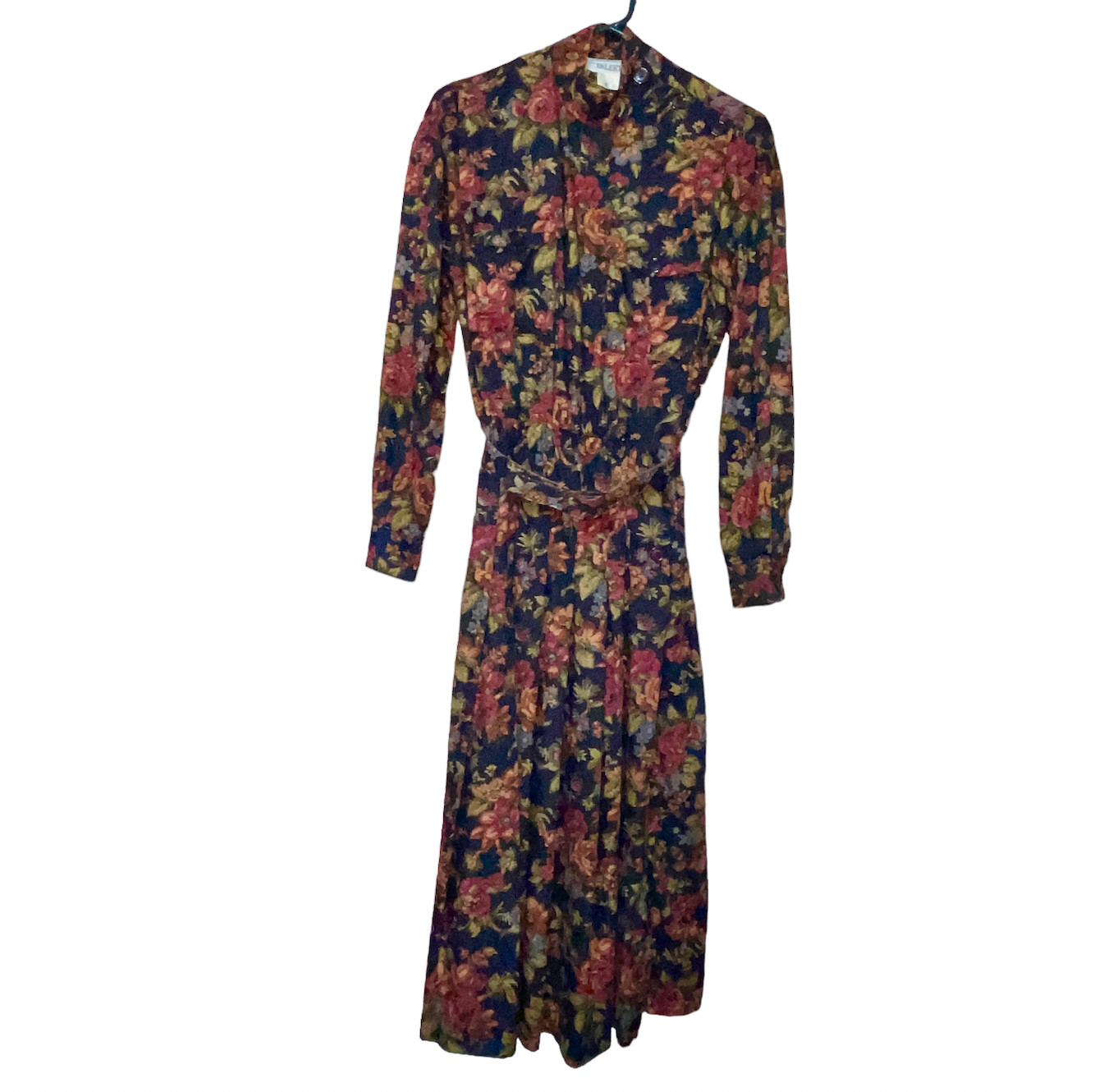Vintage 80s Viscose Black Floral Dress By Jackie Bernard For Eklektic Size 4