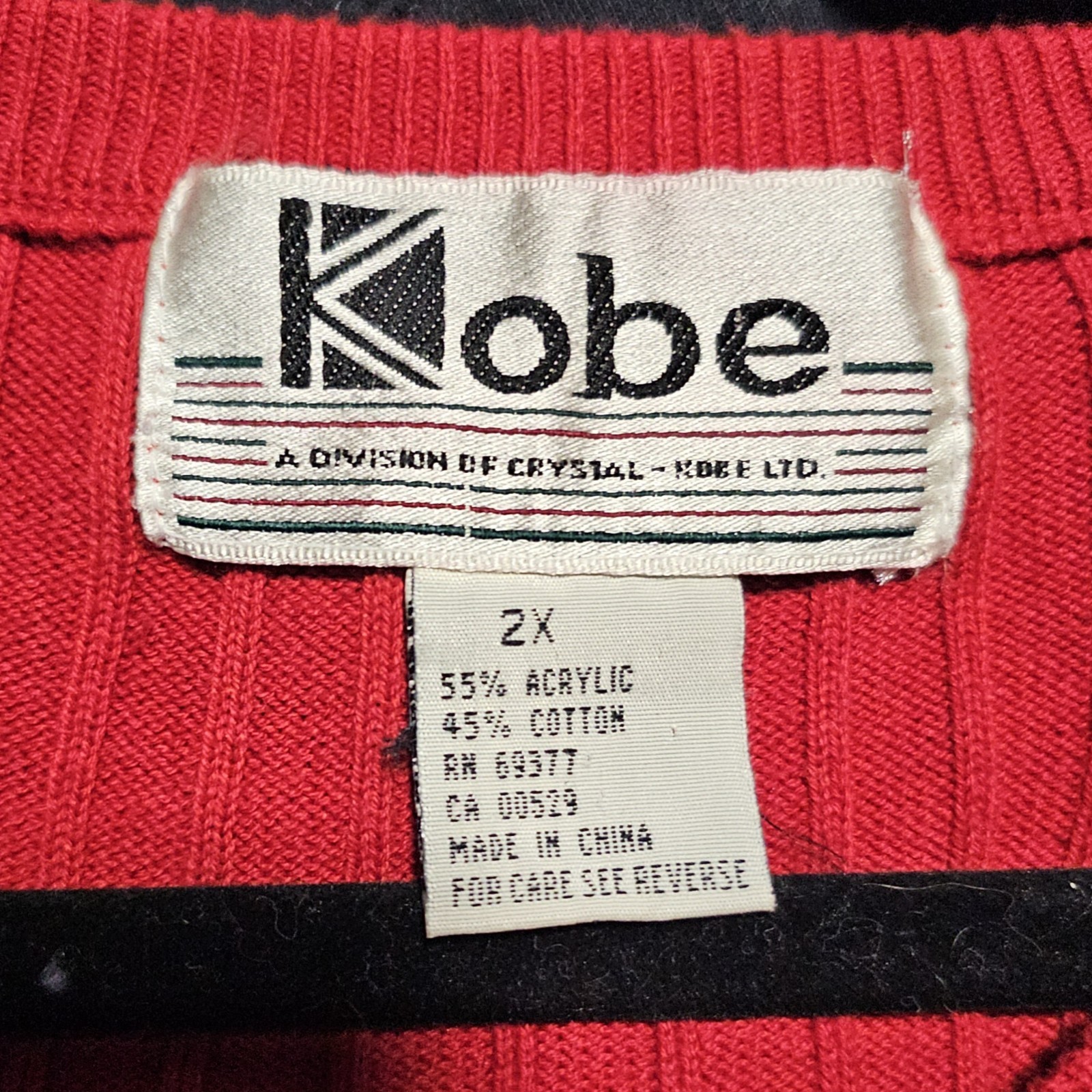 Vintage Kobe By Crystal-Kobe Red Cable Knit Acrylic Pullover Sweater 80s or 90s