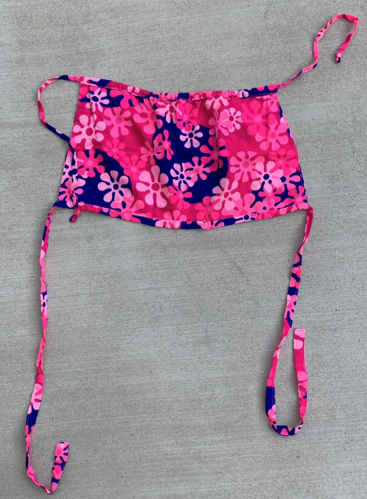 Vintage Halter Top Psychedelic Mod Hippie Chic Hawaii Floral Pink Blue Hippy