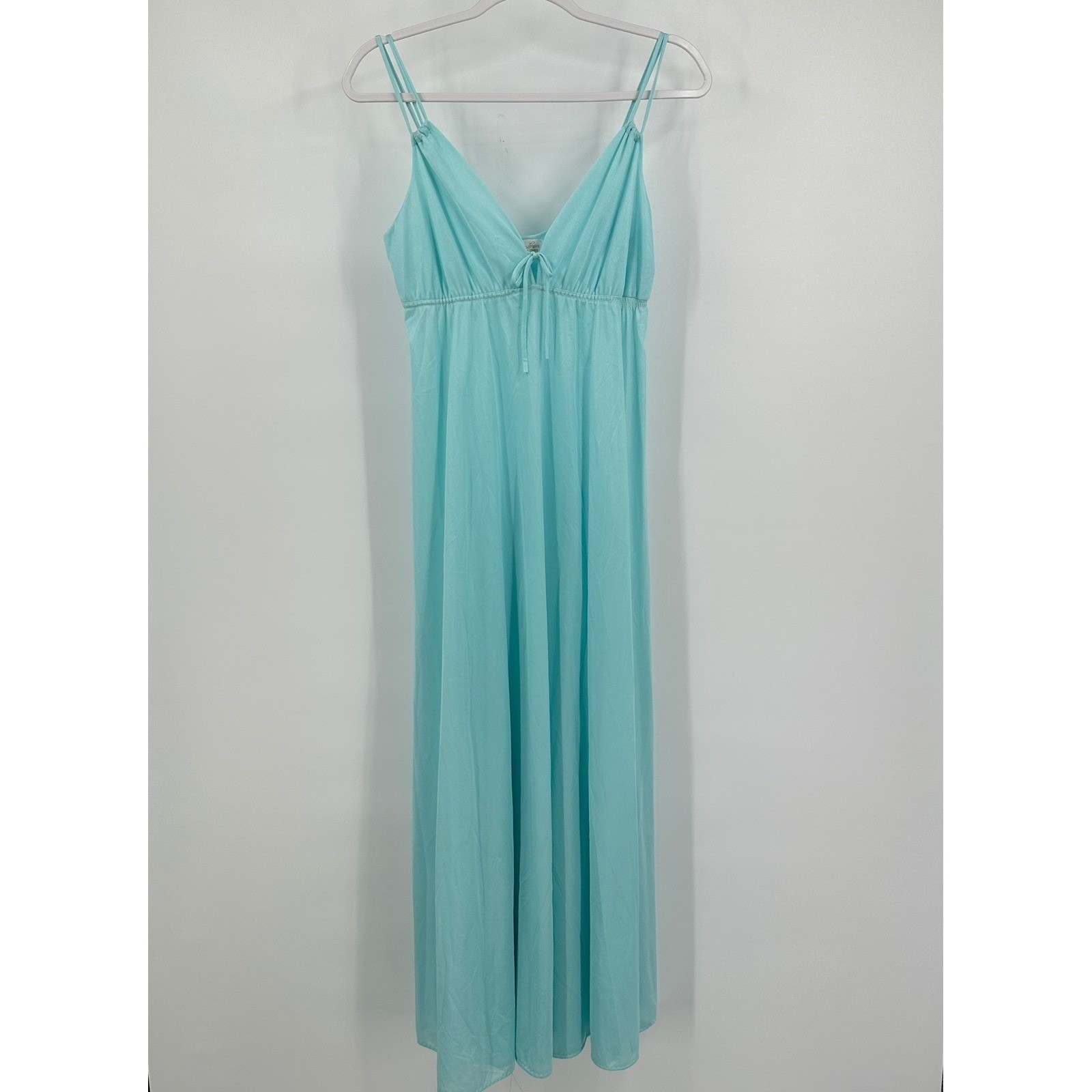 Womens Vintage Baby Doll Maxi Slip Dress Size S Teal Old Hollywood Romantic
