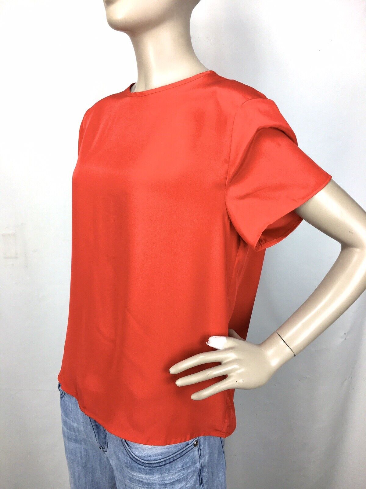 Hana Sung Red Sateen Dolman Sleeve Vintage Y2K 90’s Blouse Size S/M