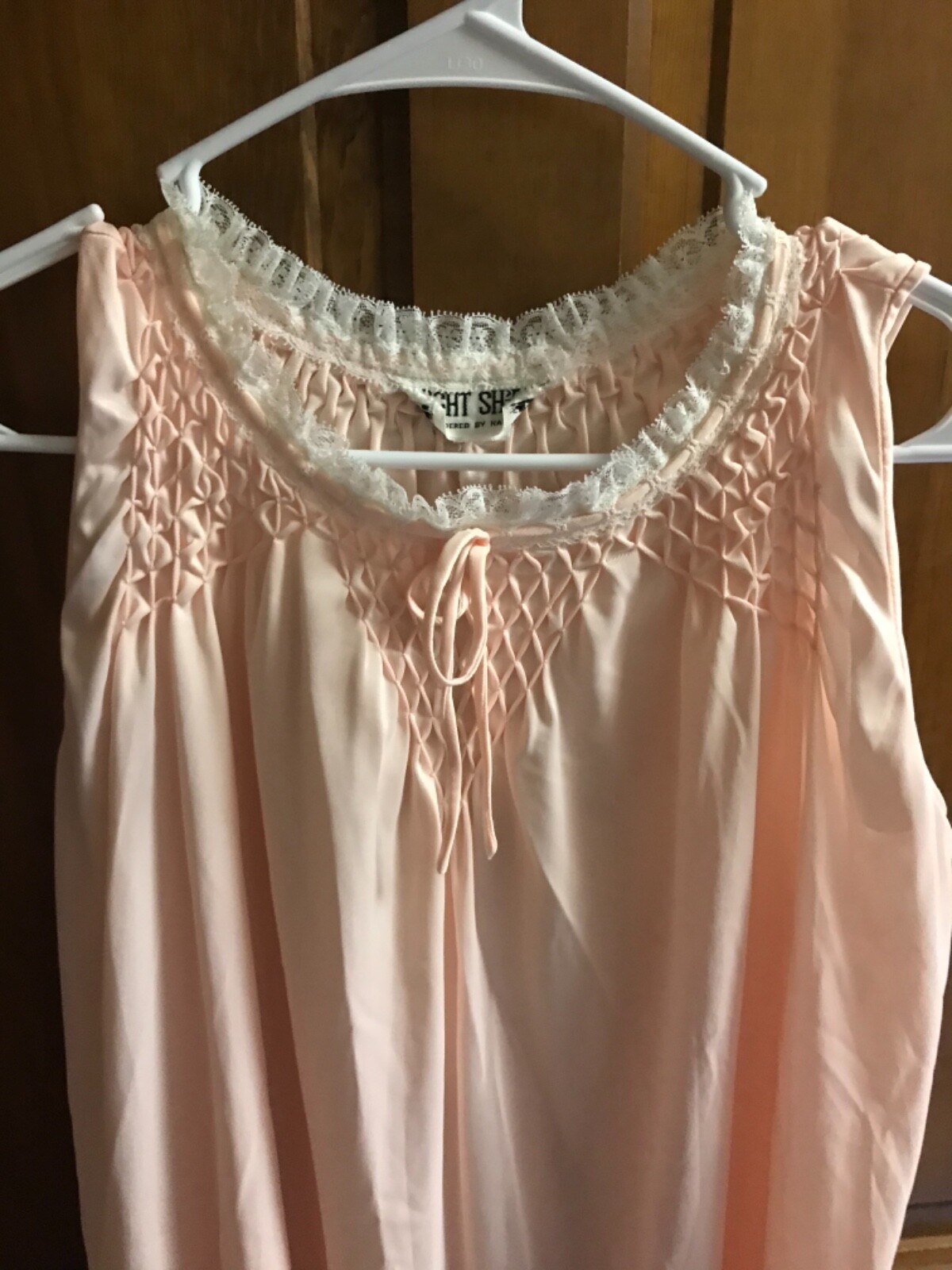 Vintage Night Gown by Night Shift Hand Embroidered Smocking & Lace Size Medium