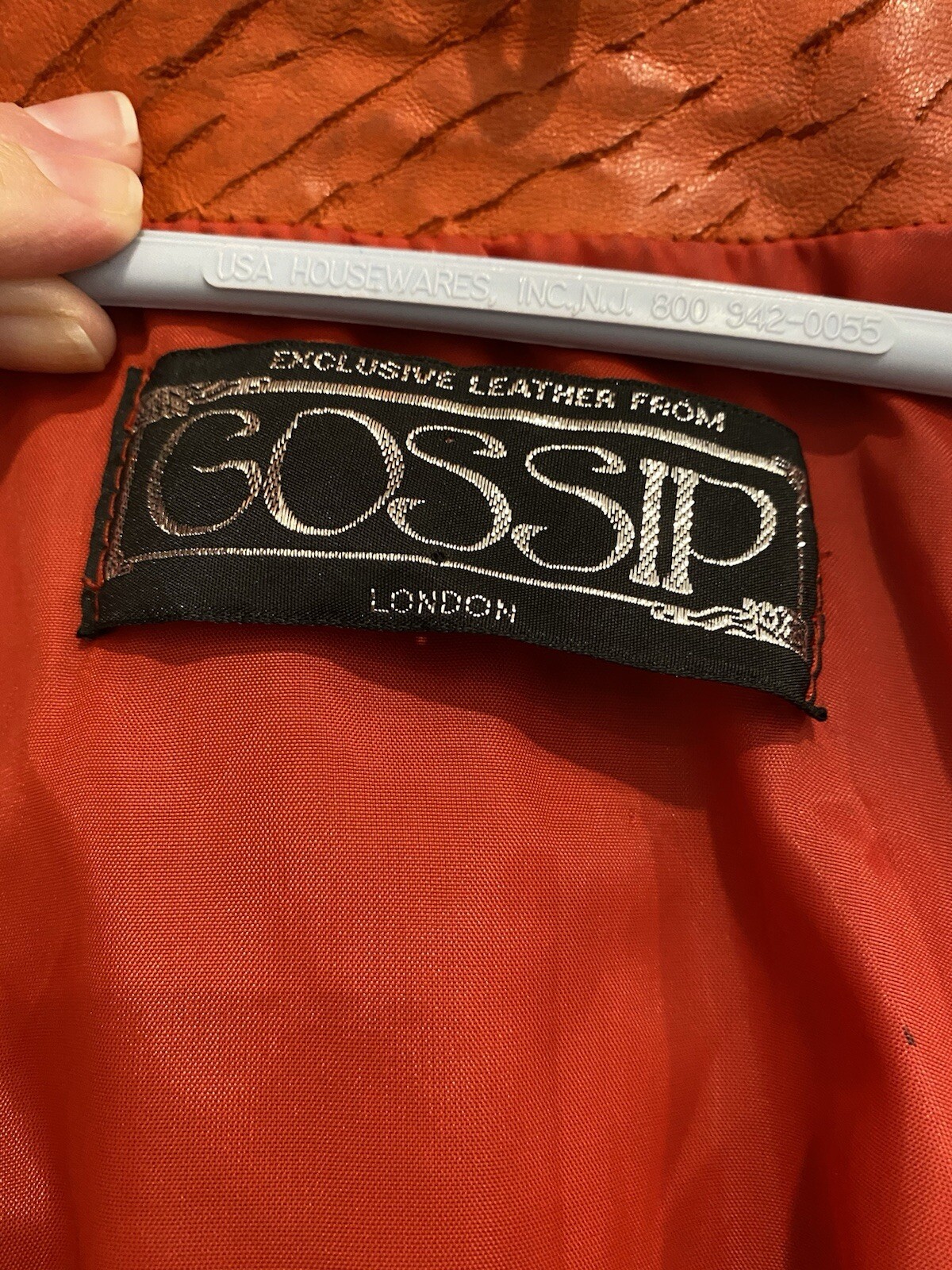 VTG Rare 80s Gossip London Oversized Orange-Red Leather Jacket W/ Dolman Sleeves